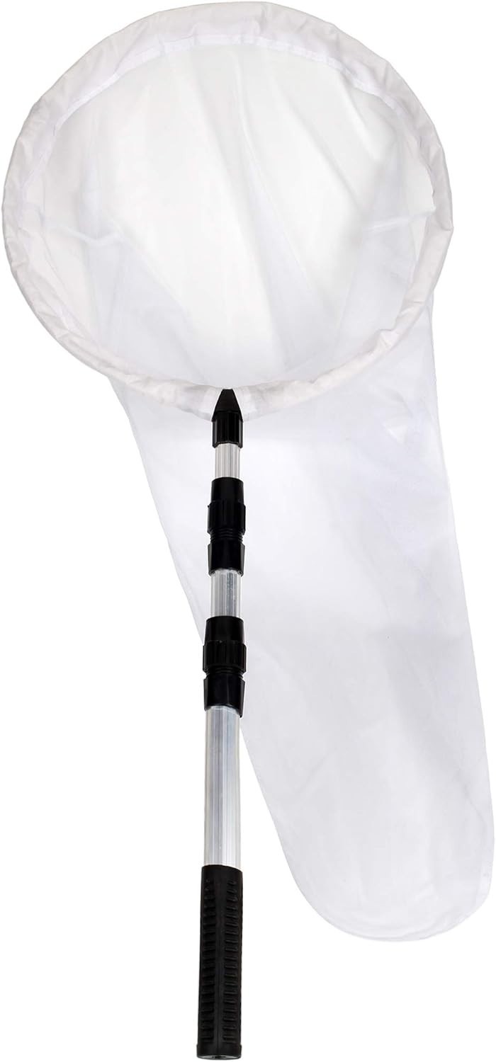 RESTCLOUD Large Insect and Butterfly Net with 14″ Ring, 36″ Handle, White