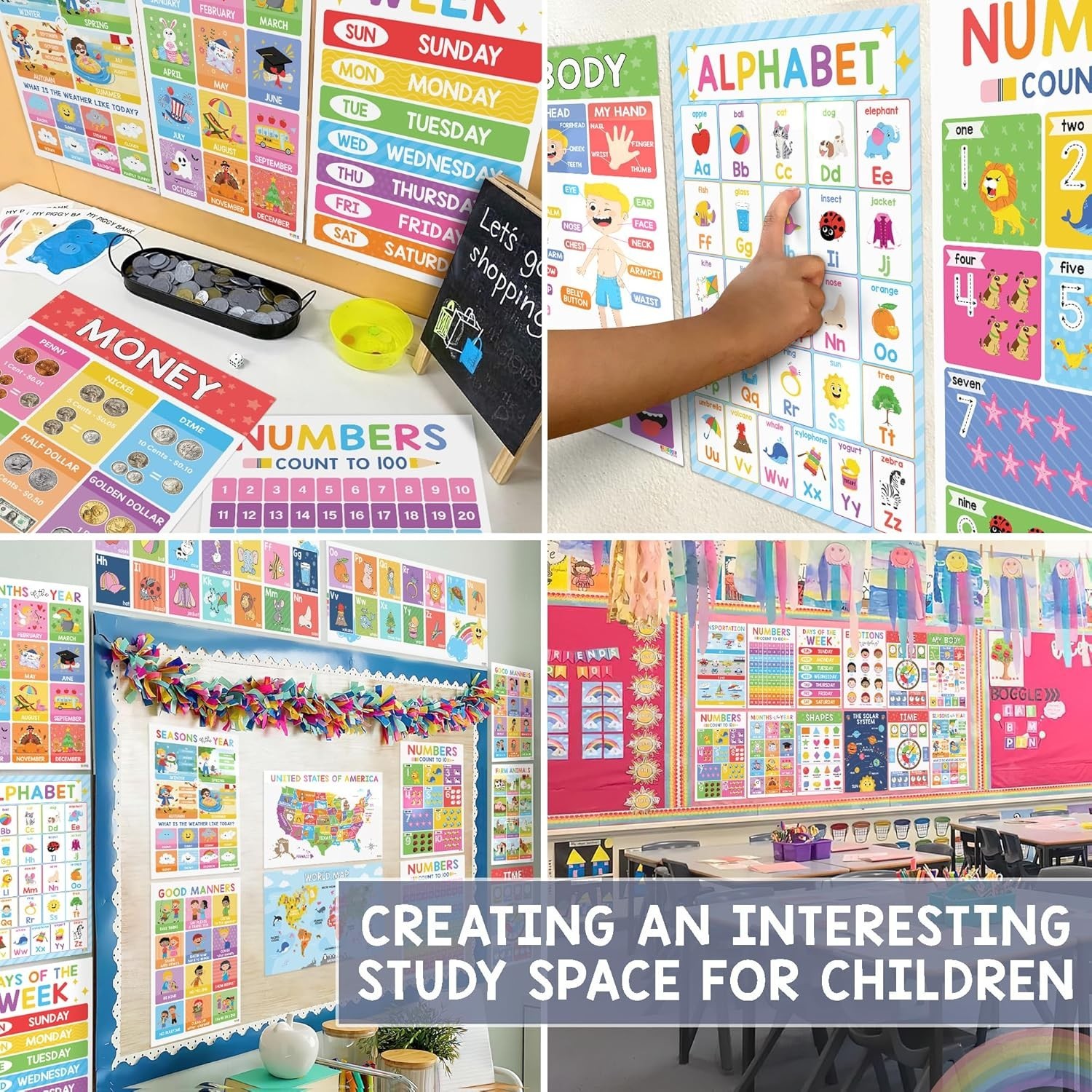 18 Laminated Educational Posters For Toddlers, Preschool Posters for Classroo…