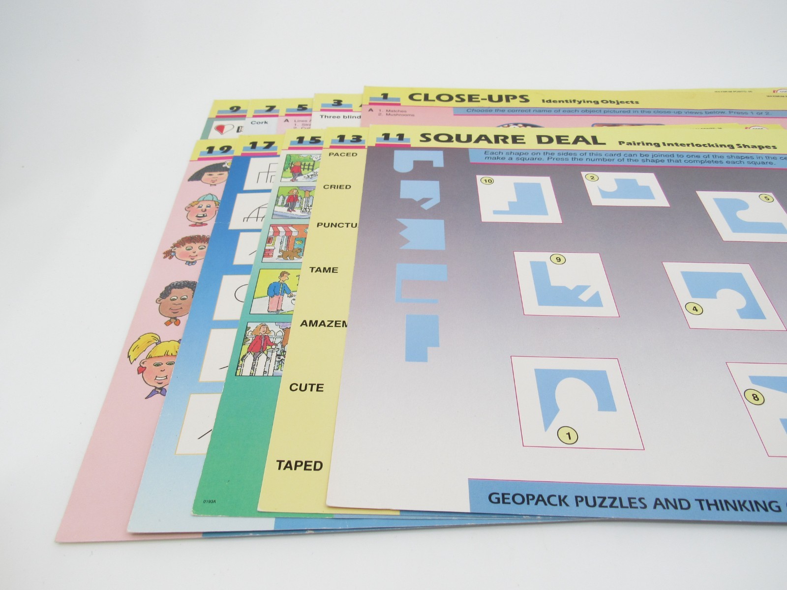 Vintage GeoSafari Educational Learning Cards Sports and Puzzles & Thinking Games