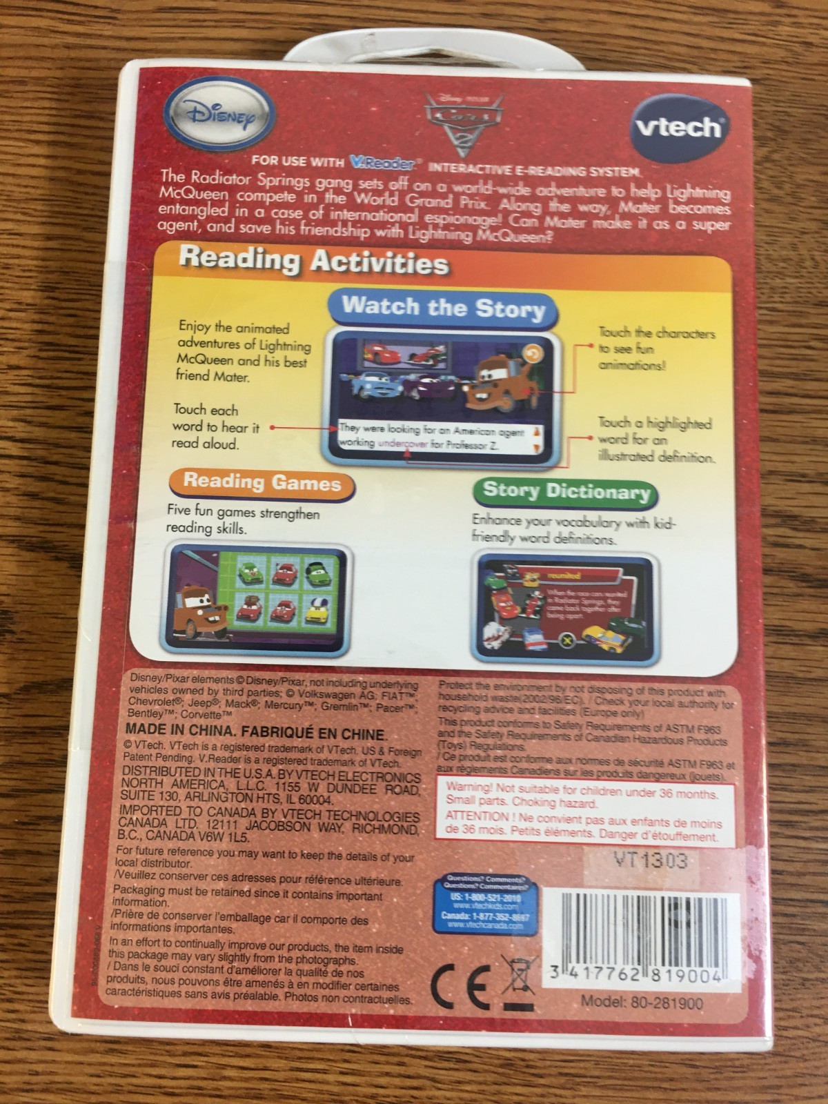 Vtech V.Reader Cars 2 Interactive E-Reading System Ages: 4-6 Years New Sealed