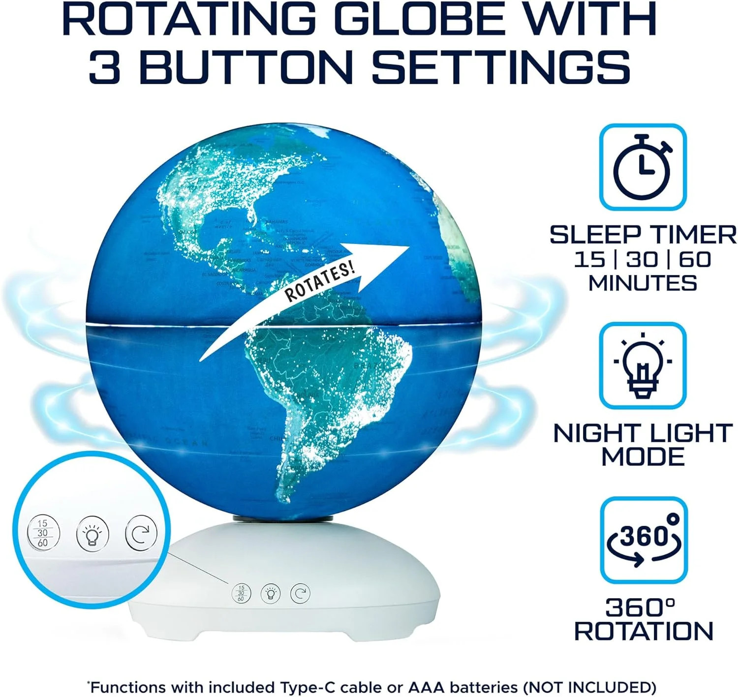 USA Toyz Cityscapes Illuminated Globe for Kids Learning STEM – Globe with Stand,
