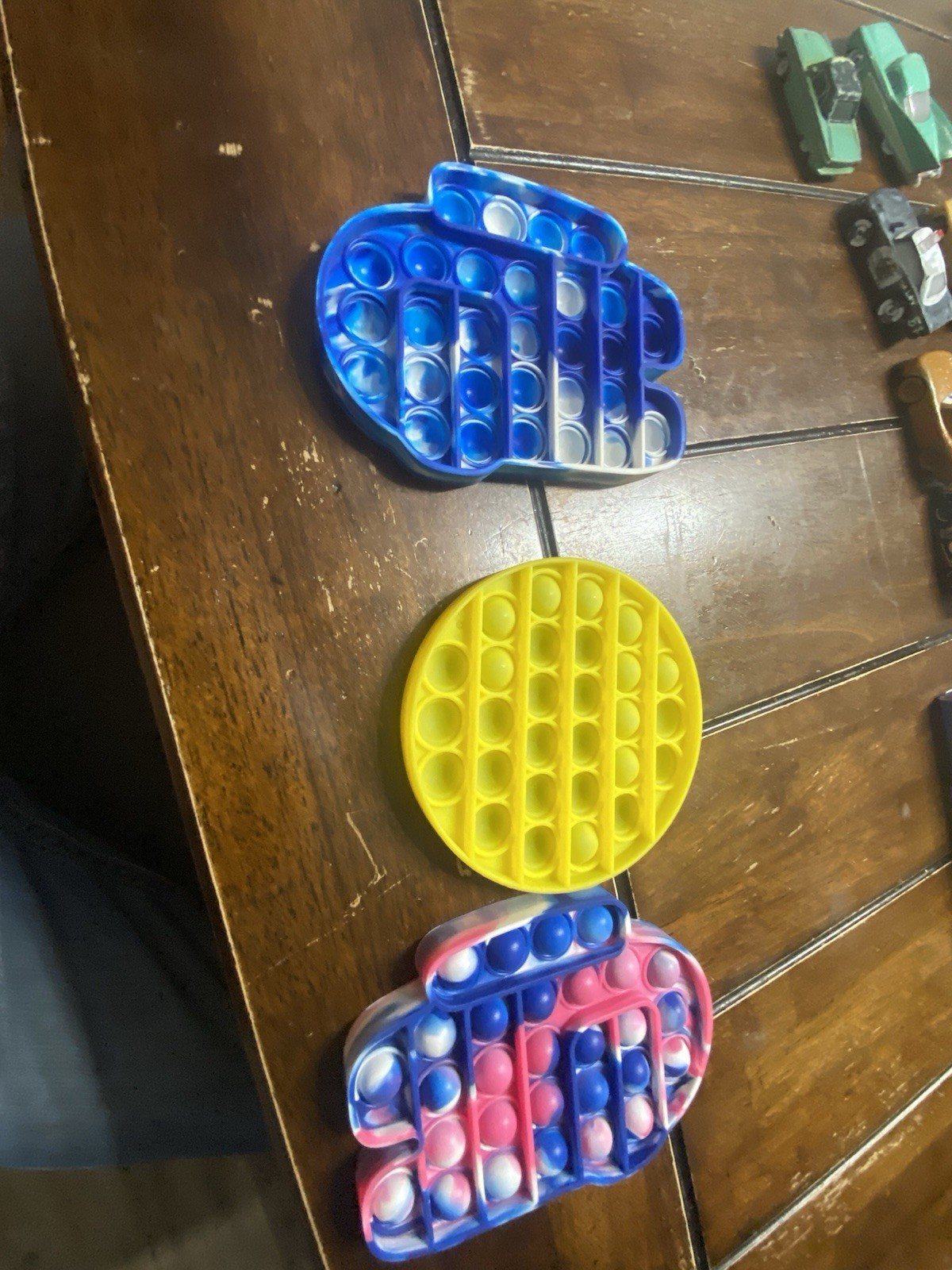 Set of 3 Pop It Tactile Sensory Toys – Blue, Yellow, Pink Multicolor