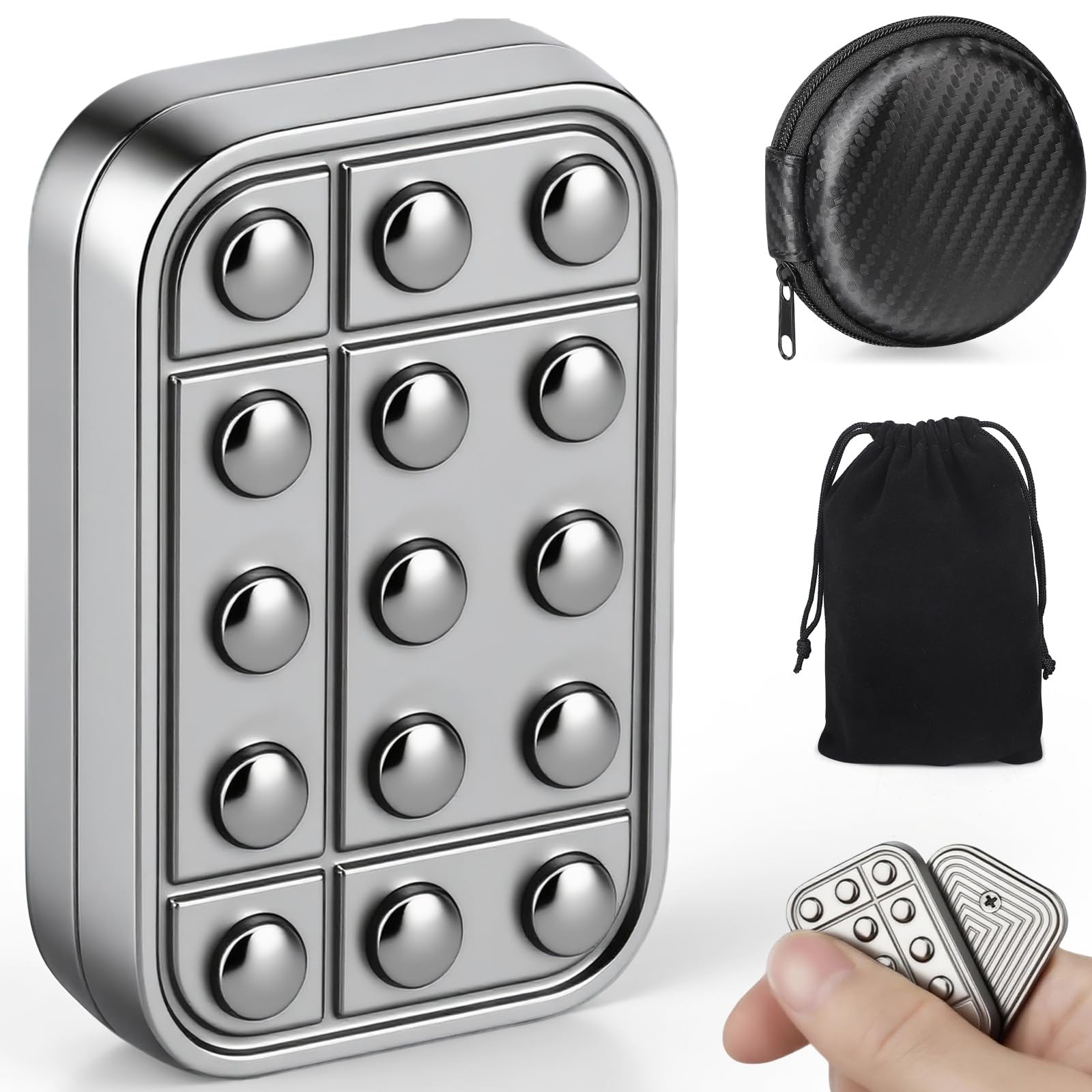 Magnetic Fidget Slider, Metal EDC Alloy Press Pad Push Card, Silvery