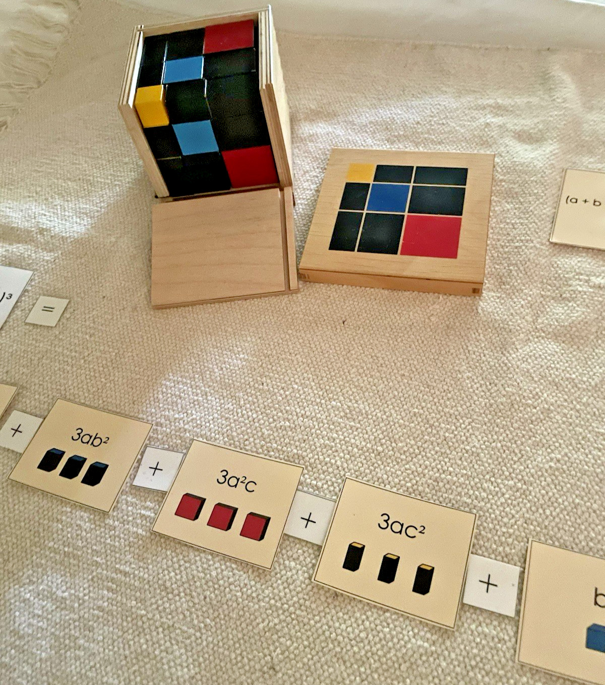 Montessori Trinomical Cube with Equation and Control Cards plus Work mat