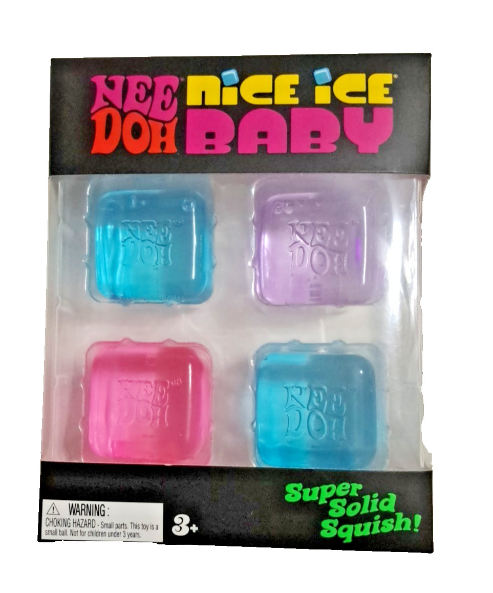 Nee Doh Nice Ice Baby Viral Squish Cubes Sensory Squeeze Toys 4 Pack Mini New