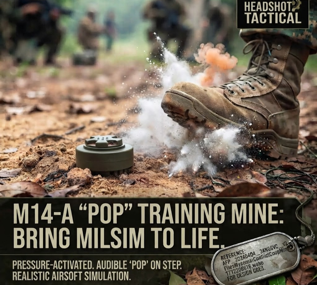MilSim M14 Toe Popper Landmine Prop Safe Pressure Activated Snap Pop Toy Mine