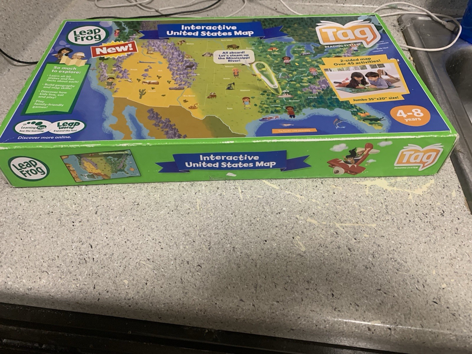 LEAP FROG INTERACTIVE UNITED STATES MAP TAG READING SYSTEM 2 SIDED MAP