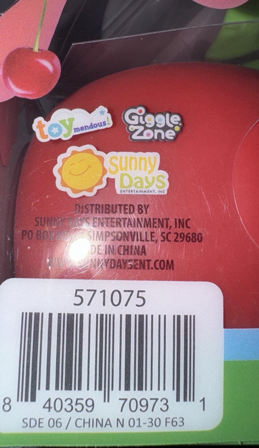 Sunny Days Squeezy Cherry Tactile Squeeze Toy Red Green 3+ 571075