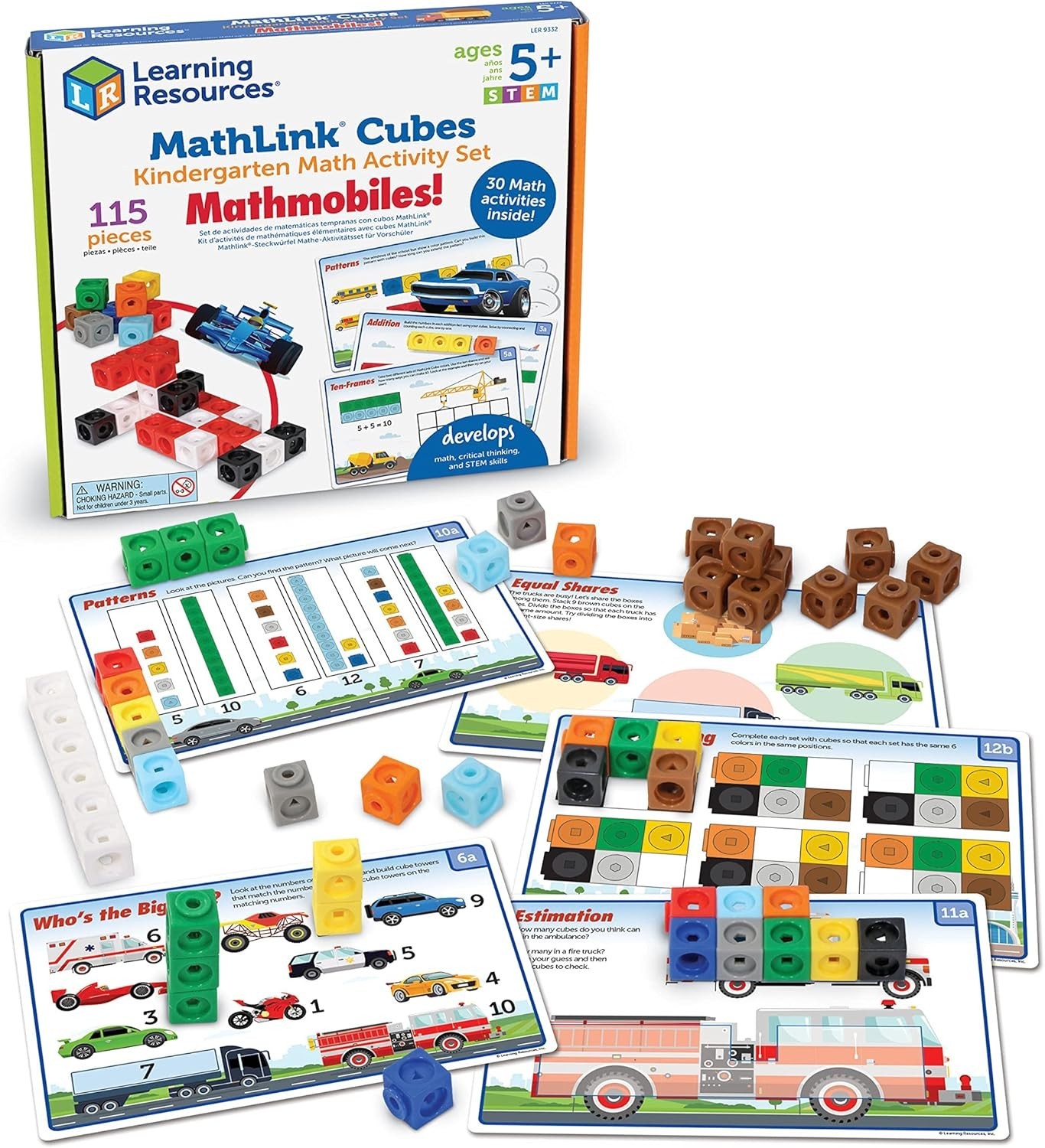115-Piece MathLink Cubes Set: Engaging Vehicle-Themed STEM Activities for Kids