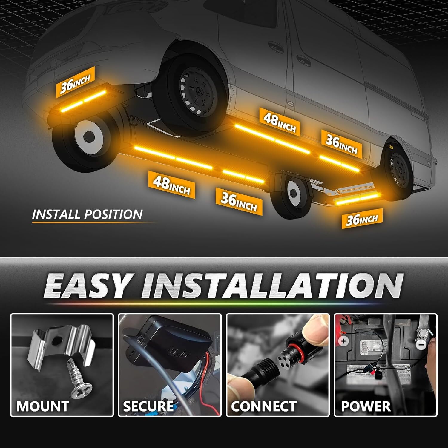 OPT7 Aura Pro Underglow Lights Kit for Class B & B+ RV Motorhomes with APP
