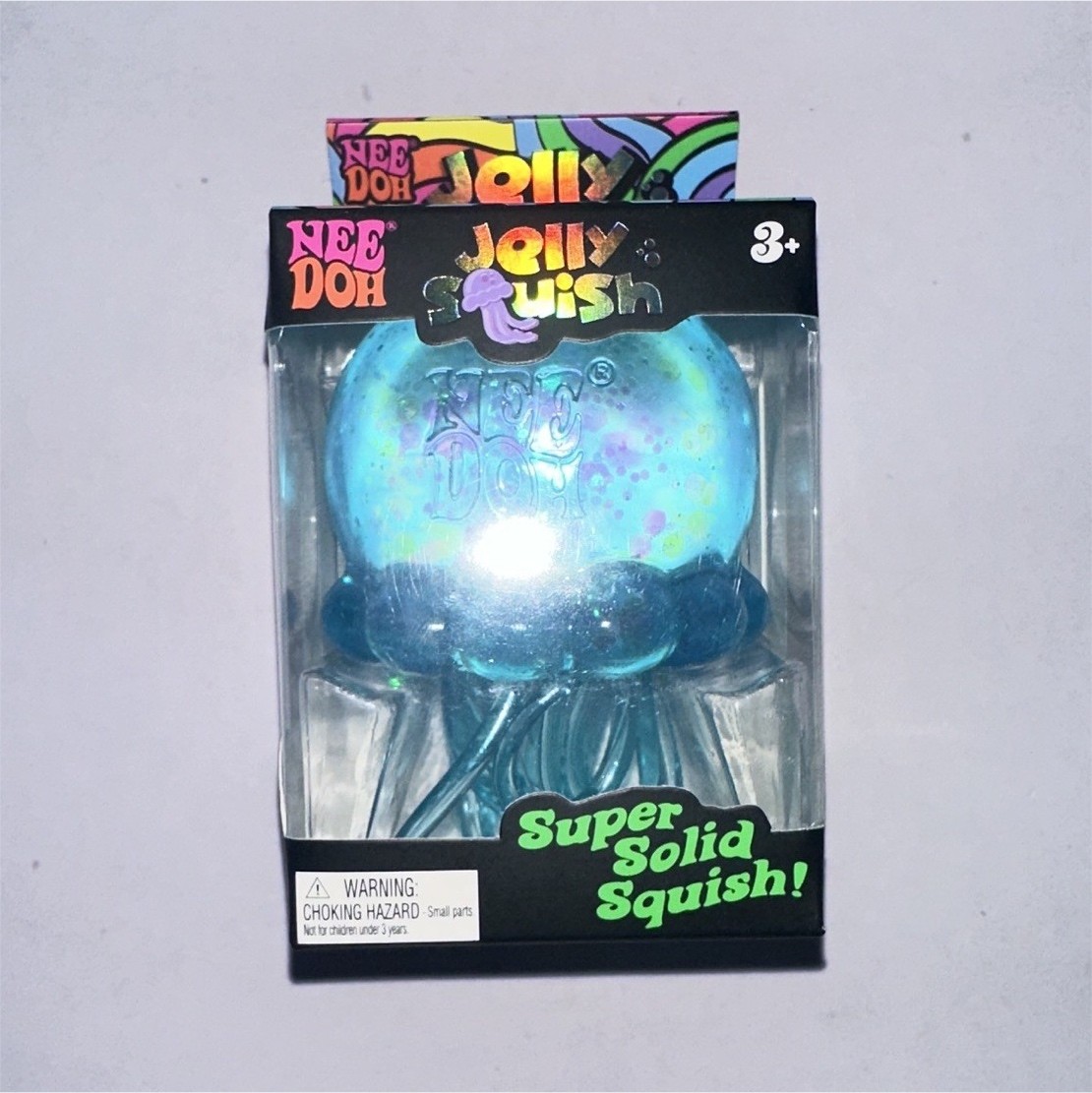 Nee Doh Jelly Squish Blue Jellyfish Squishy Squeeze Toy 100% authentic