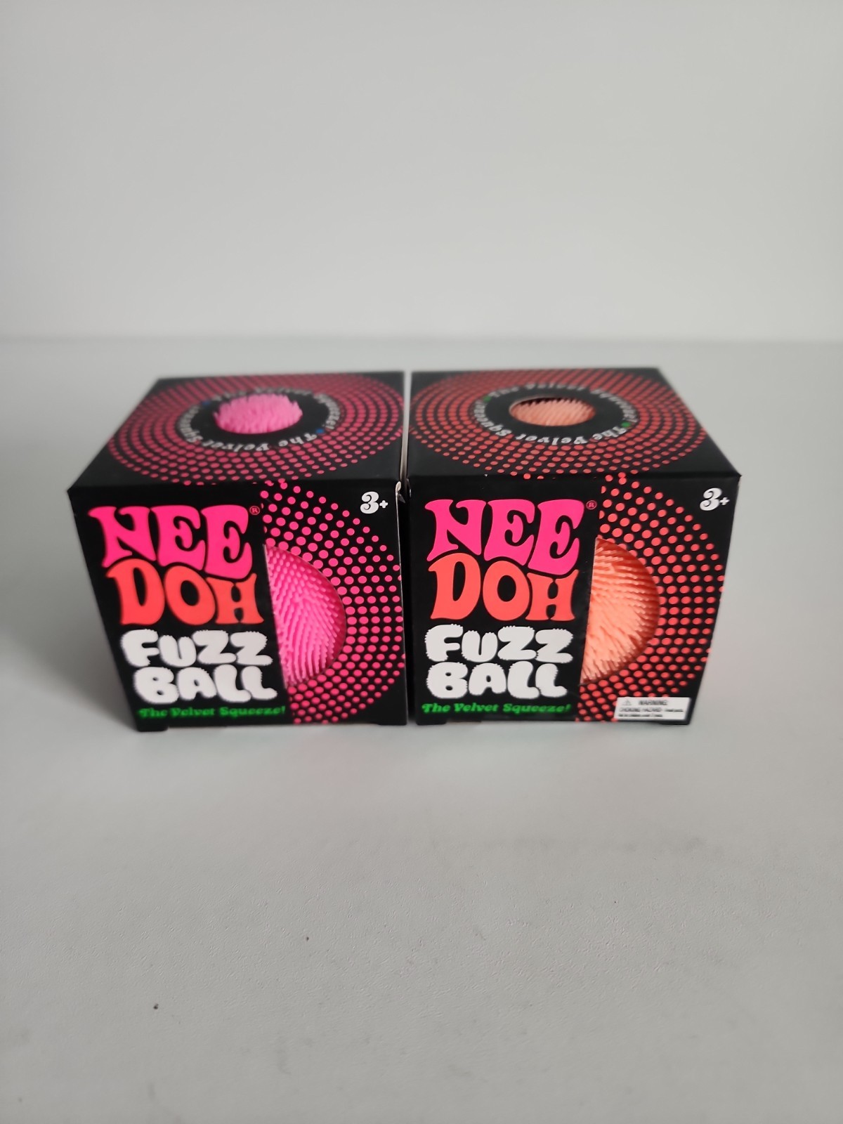 Schylling Nee Doh Needoh FUZZ BALL The Velvet Squeeze Fuzzball NEW Pink & Orange