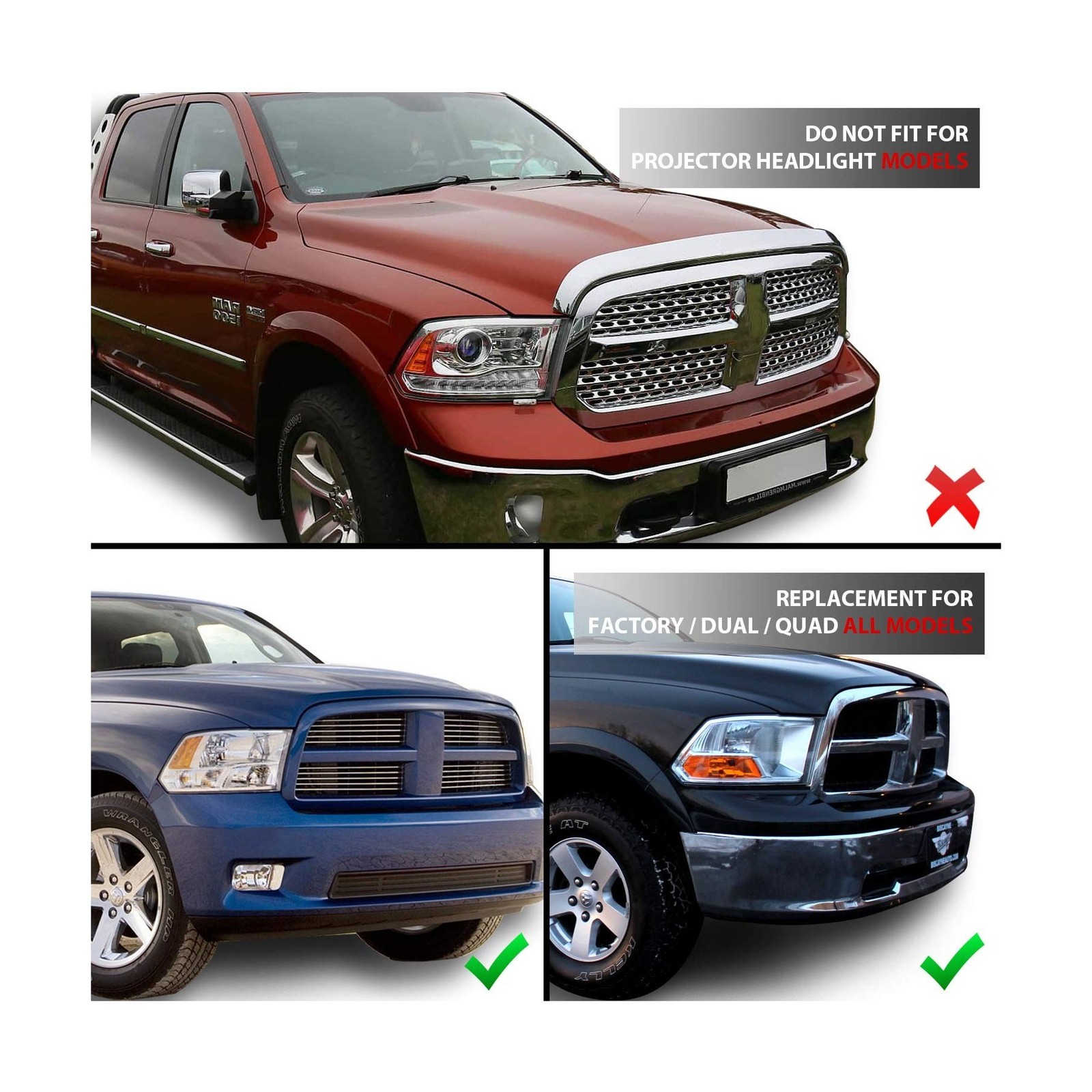 AmeriLite Black Replacement Headlights for 2009-2018 Dodge Ram 1500 2500 3500…