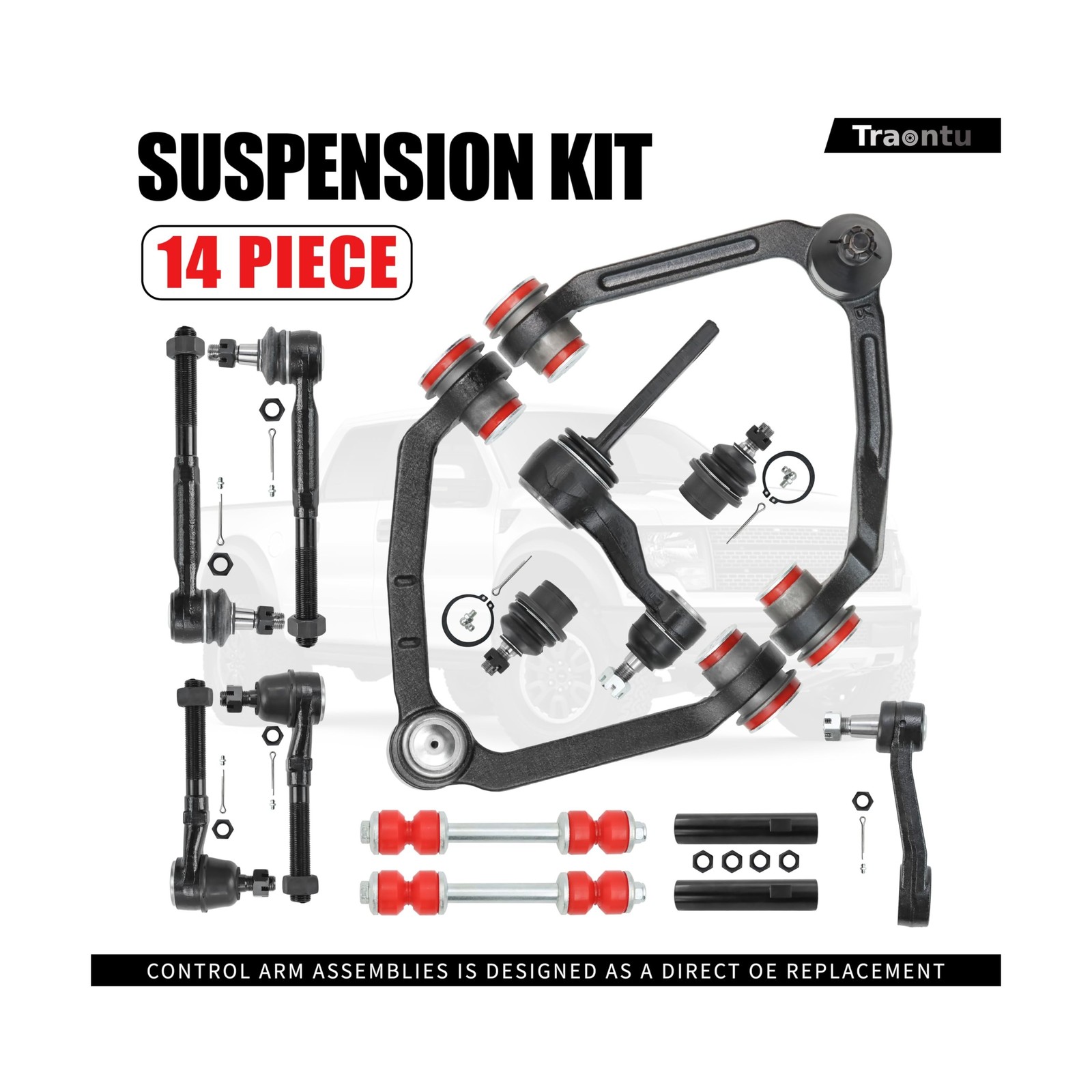 4WD 14pc Front End Suspension Kit for Ford F-150 1997-2003, F-250 1997-1999, …