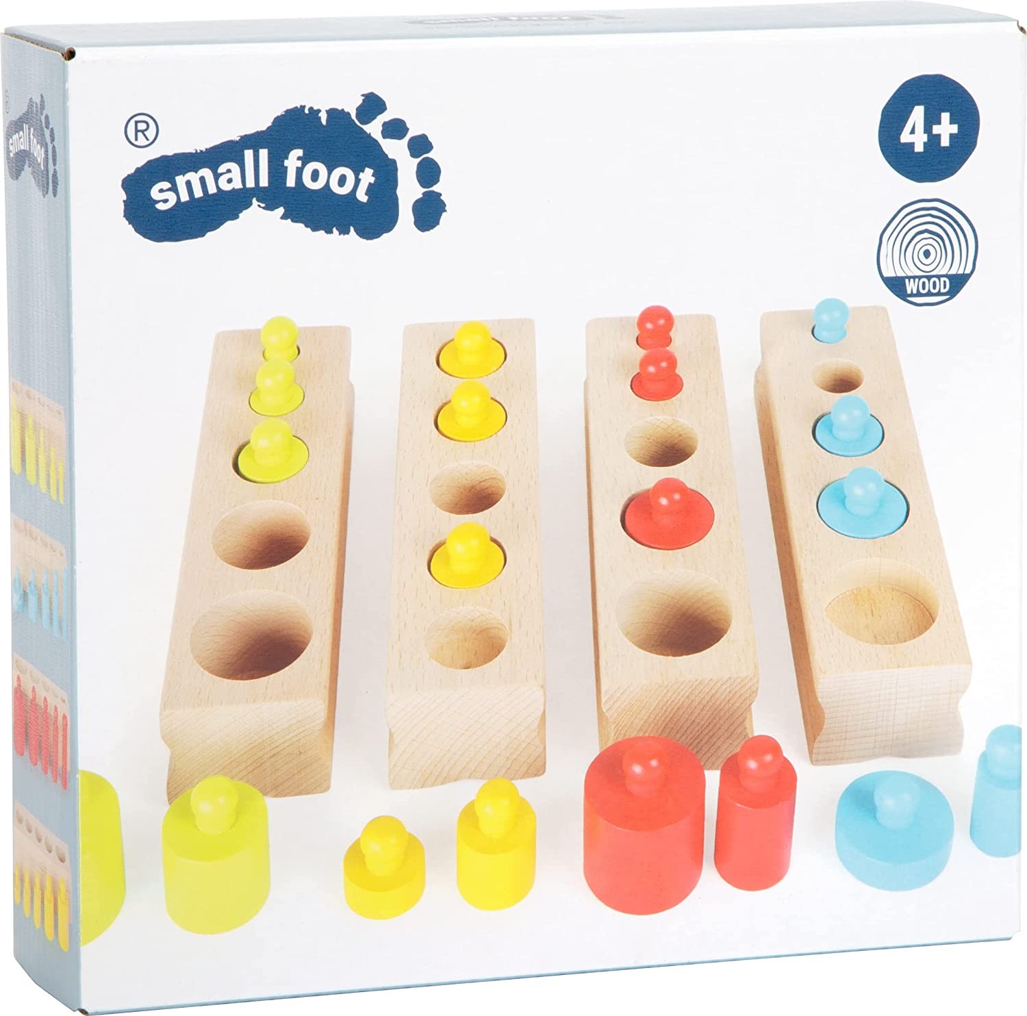 small foot 10525 colour and shape sorter made of wood, with wooden parts and row