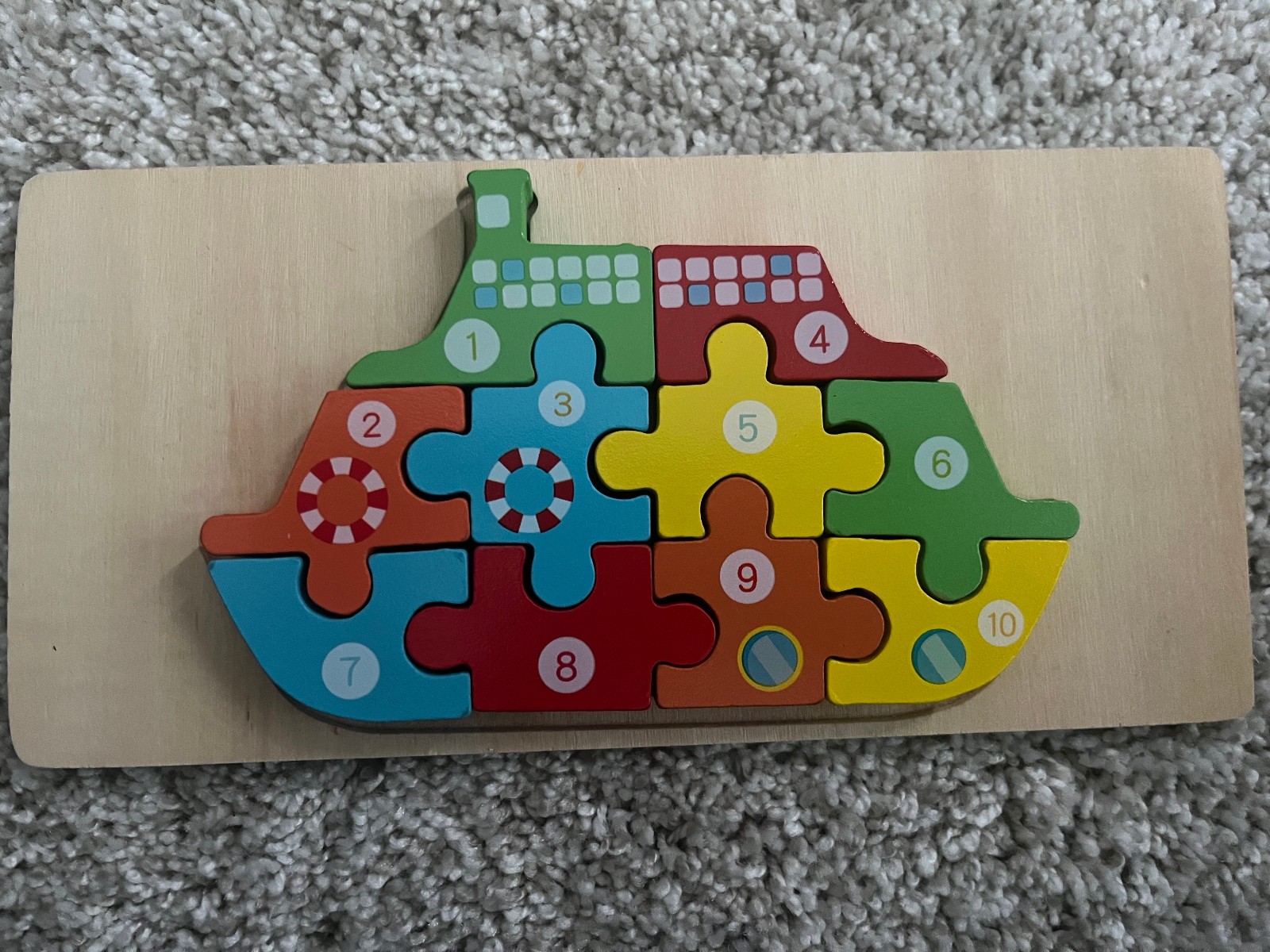 Set of 2 Wooden 3D Jigsaw Puzzle for Toddlers Kids, Educational Toys Bus & Ship