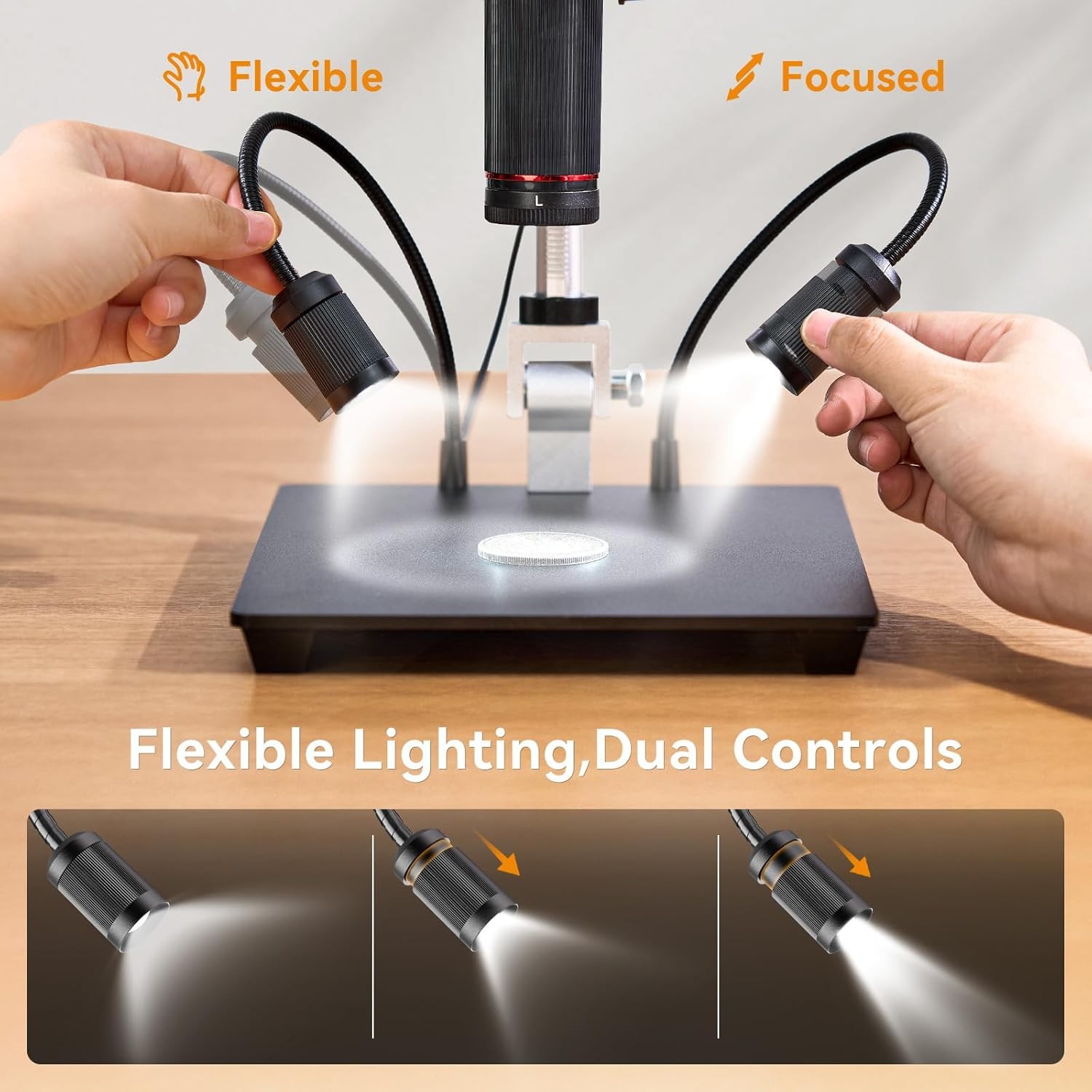 Elikliv 4K Digital Microscope 10″ Stand for Soldering Coins Electronics 64GB