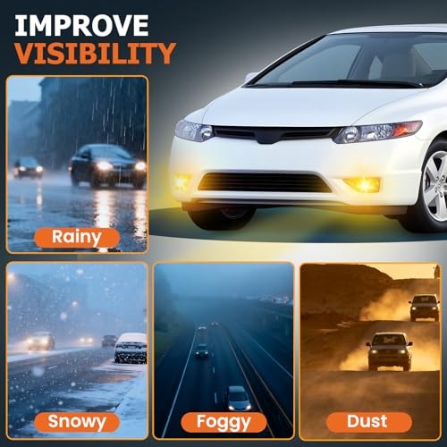 Fog Lights Compatible With 2006 2007 2008 Civic 2-Door Honda 2006-2008 CIVIC