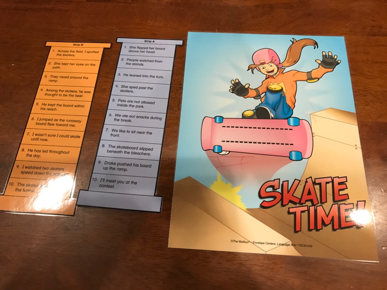 Skate Time! Prepositions Grades 4-5 Language Arts file folder game teacher