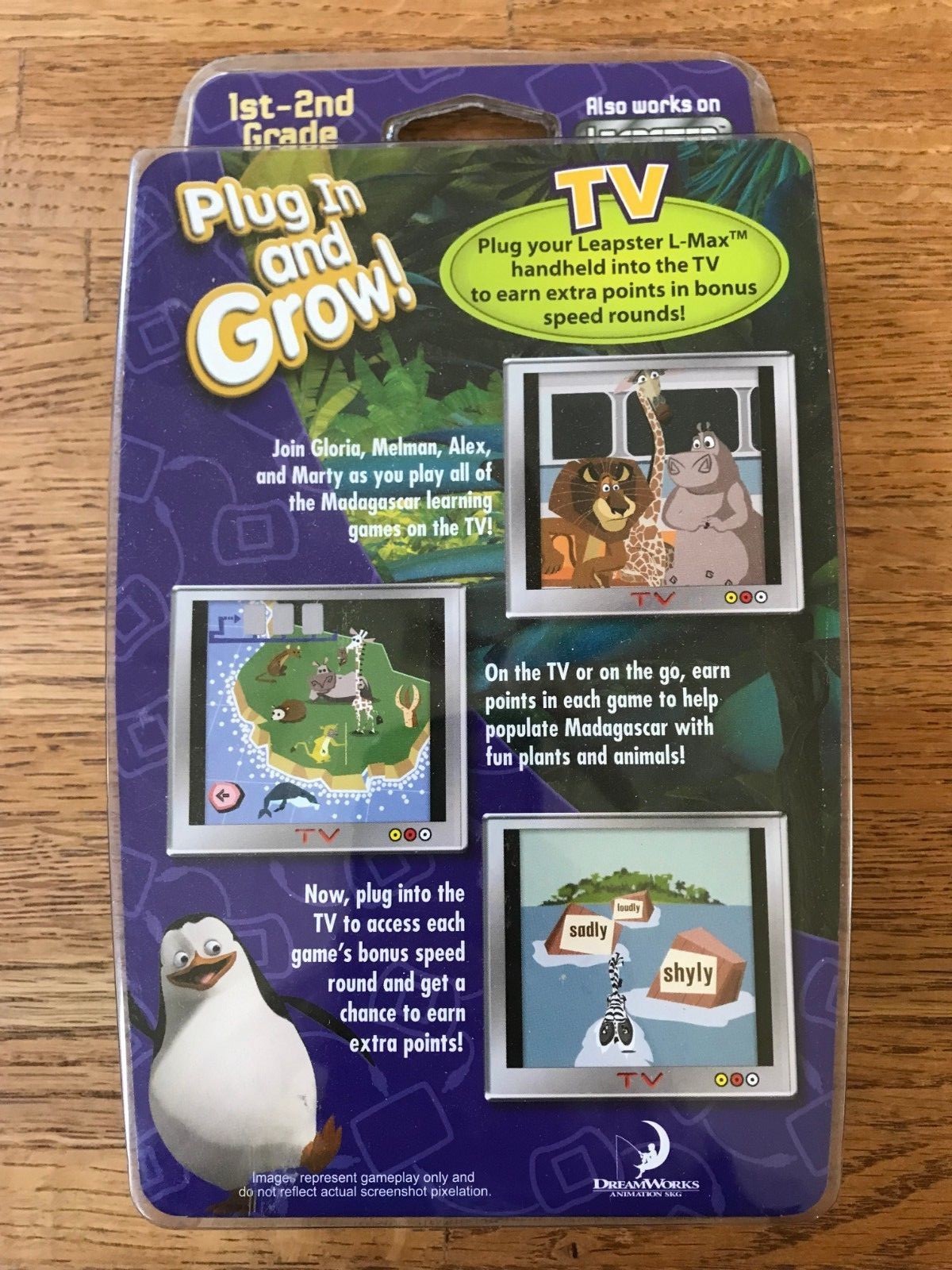 NEW Leapfrog Leapster L-Max Learning Madagascar Game Spelling Grammar Math NIP
