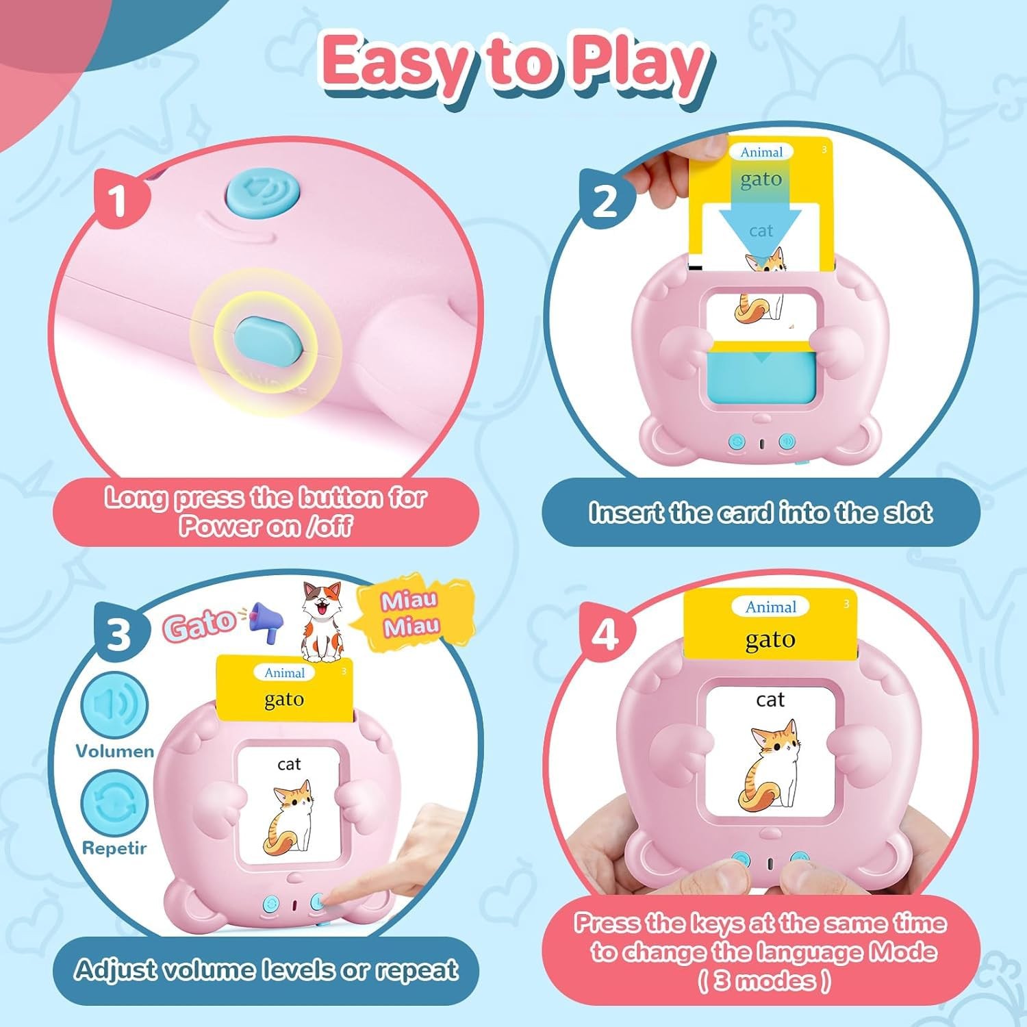 Spanish & English Talking Flash Cards for Toddler 1-6 Year Olds, Learning Mon…