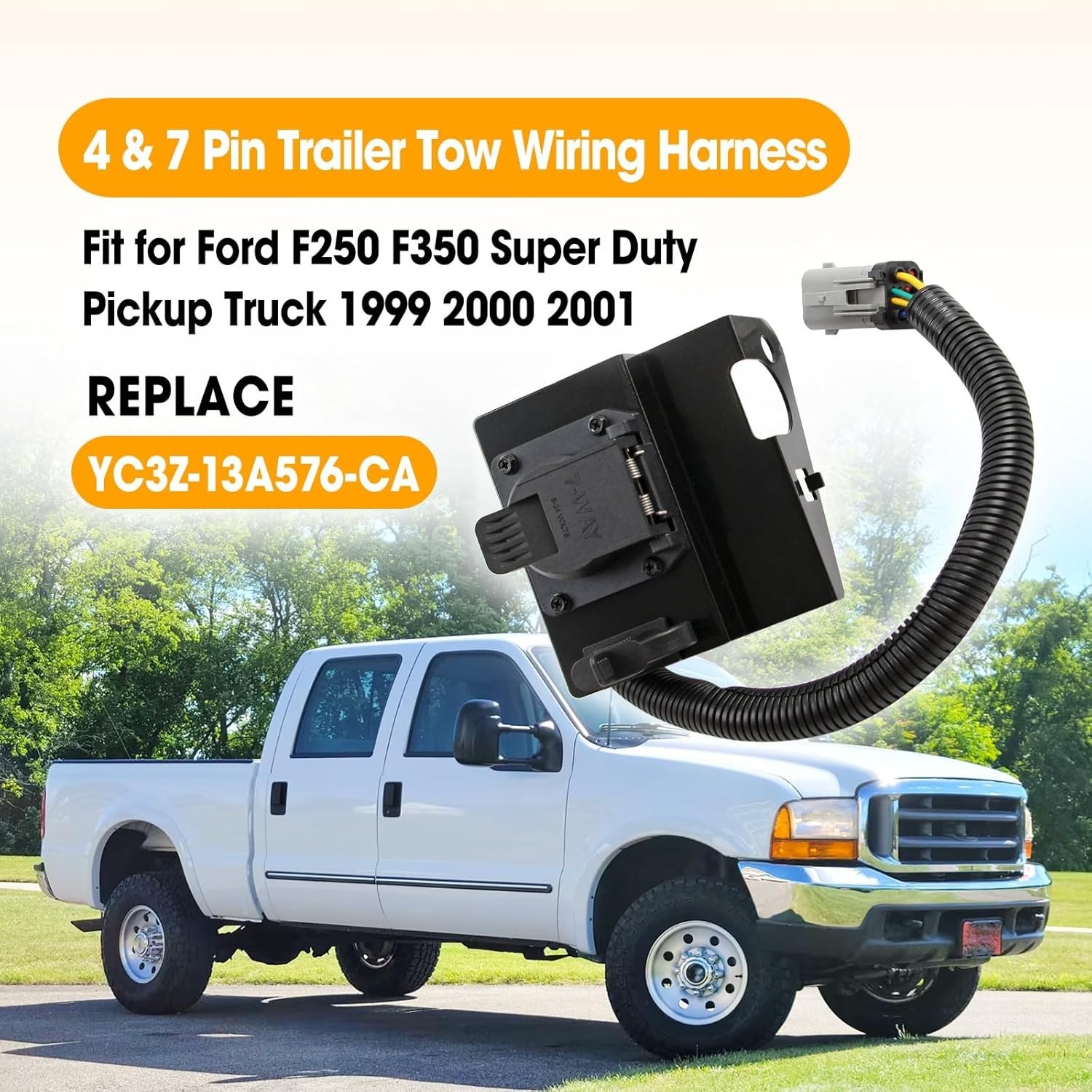 4 & 7 Pin Trailer Tow Wiring Harness Fit for Ford F250 F350 Super Duty Pickup Tr