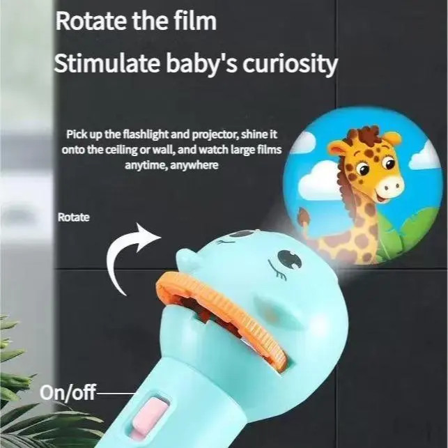 Children Cartoon Project Flashlight w/3 Slides Cognitive Story Learning Kid Toy