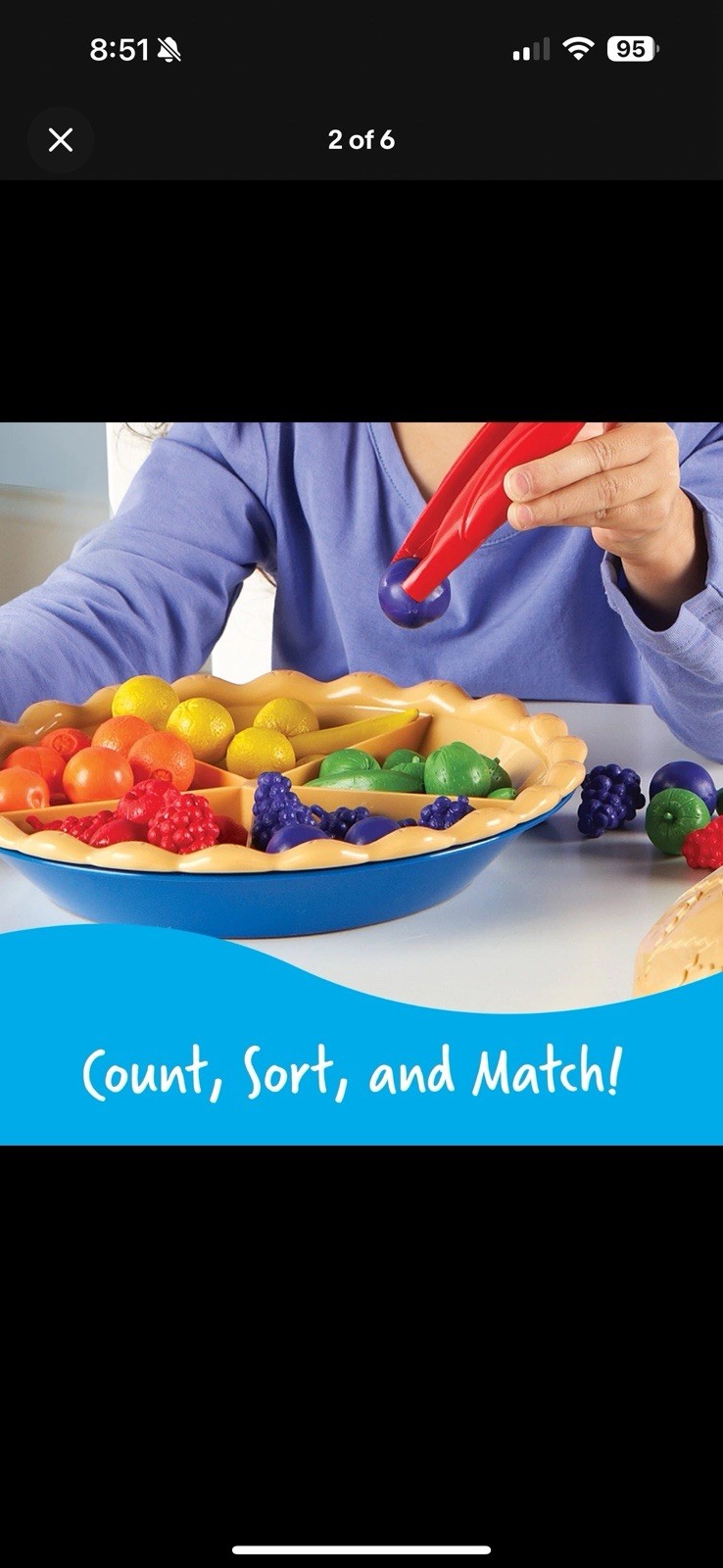Learning Resources Super Sorting Pie, Fine Motor Toy, Play Food, Ages 3 and Up