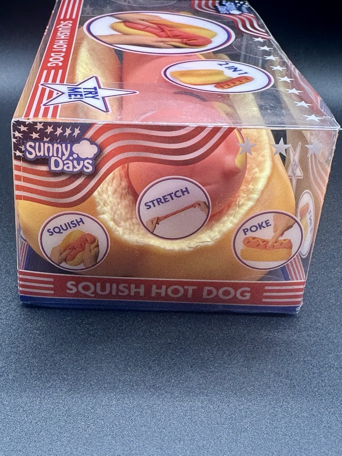 Sunny Days Squish Hot Dog Tactile Squeeze Toy Yellow Ages 3-7 Years squishy