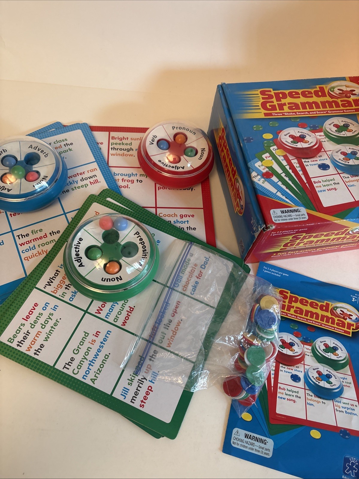 Speed Grammar Game by Educational Insights W/3 Grammar Games PREOWNED COMPLETE