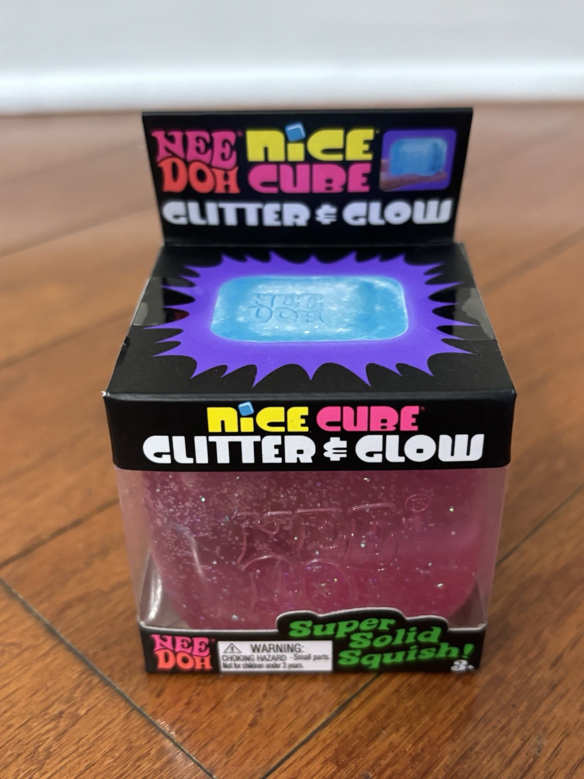 PINK NeeDoh Nice Cube Glitter & Glow, Nee Doh Squishy, Glowing Ice Cube Viral