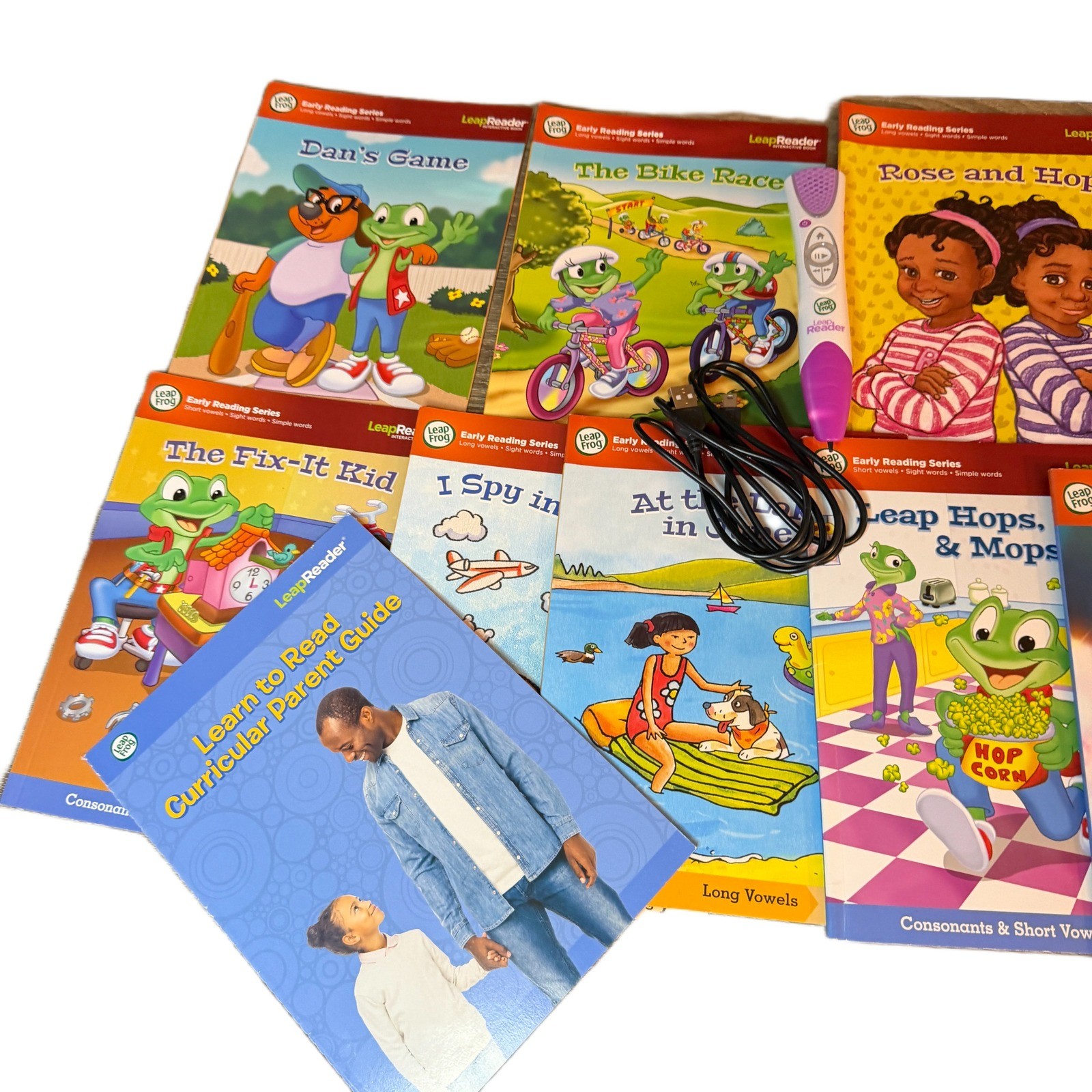 LeapFrog LeapReader Interactive Learning System Purple Stylus Pen w/ 10 Book Set