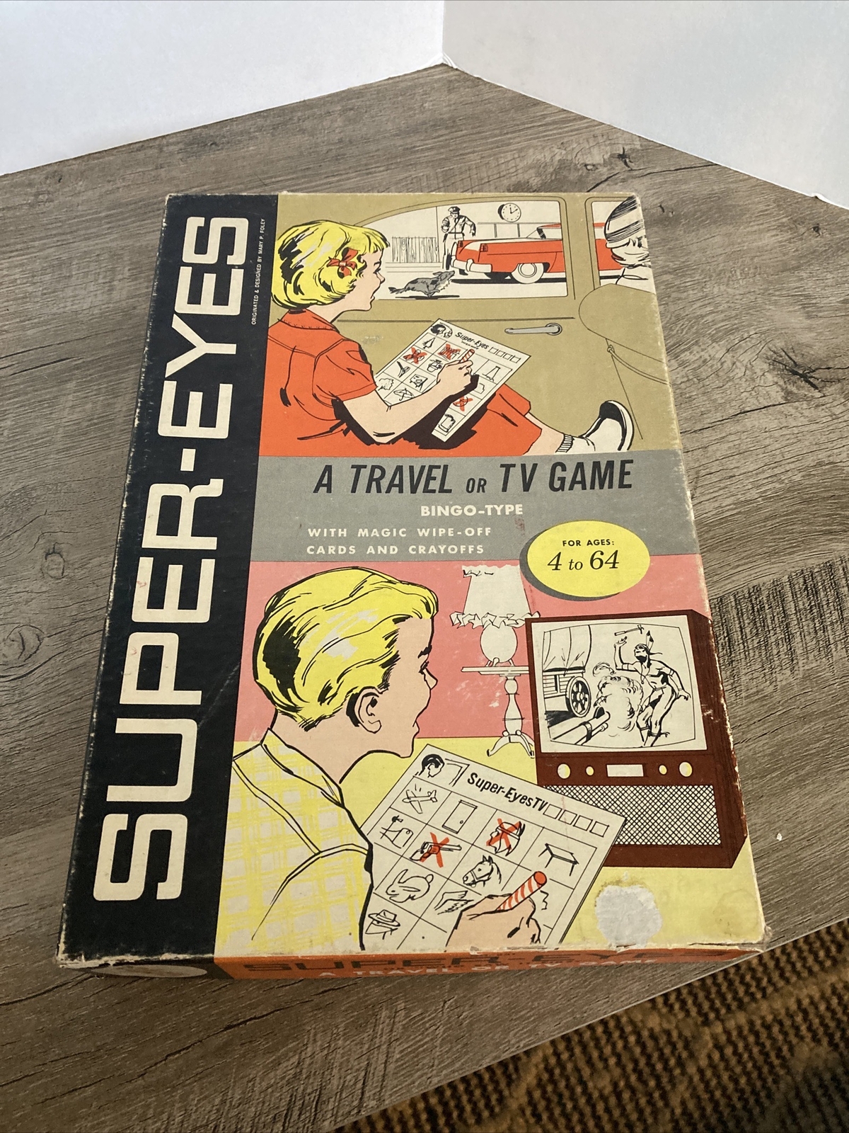 Vintage 1957 Super-eyes A Travel Or Tv Game Original Box Instructions Crayons