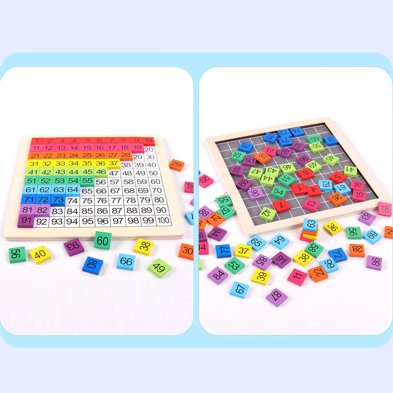 Wooden Montessori Math Counting Hundred Board Toys, 1-100 Consecutive Numbers.