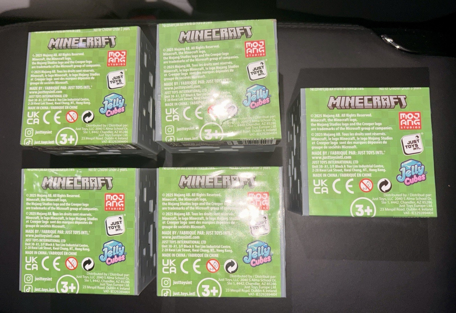 MINECRAFT JELLY CUBES Viral Squishy Blue Green Yellow Red Purple Lot 5 Rare NEW