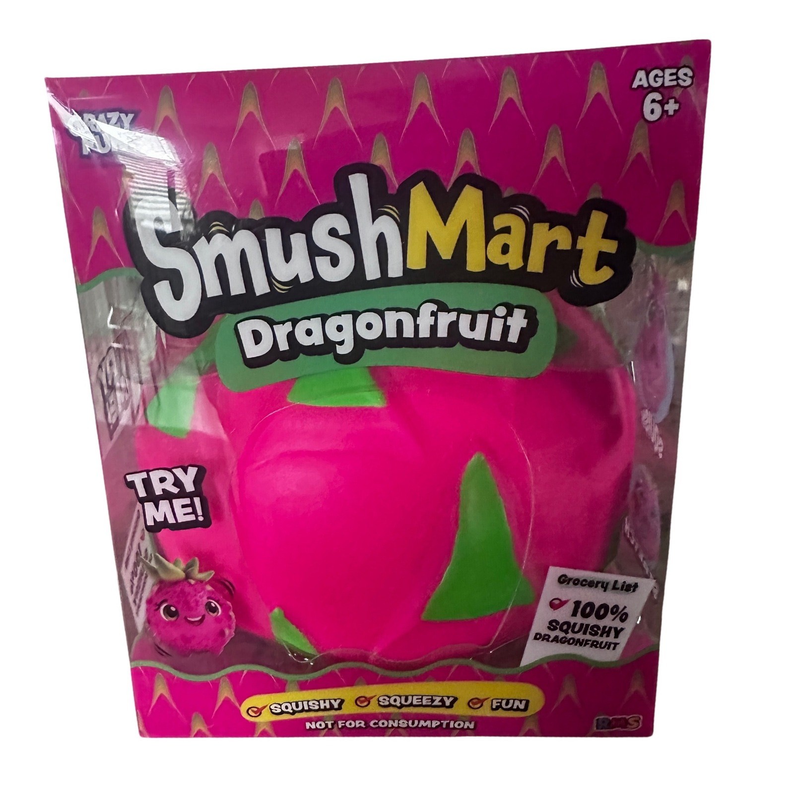 Crazy Fun Smush Mart Dragonfruit Squishy Scented Viral Toy Pink Green New