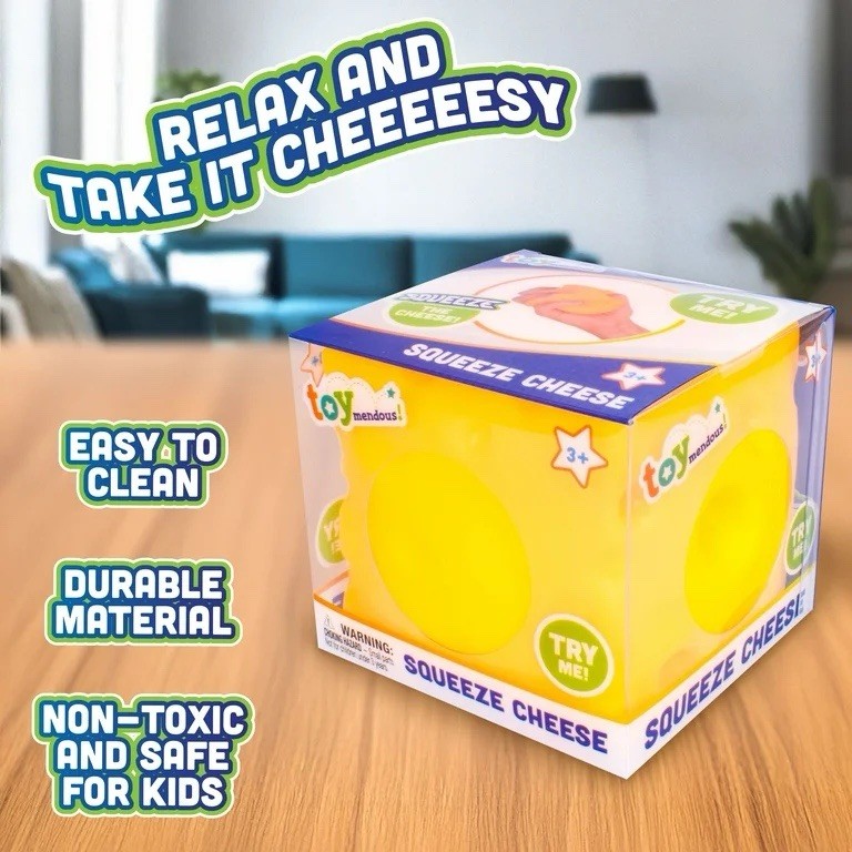 🧀Large Squeeze Cheese Yellow Squishy Toy, – NEW!🧀