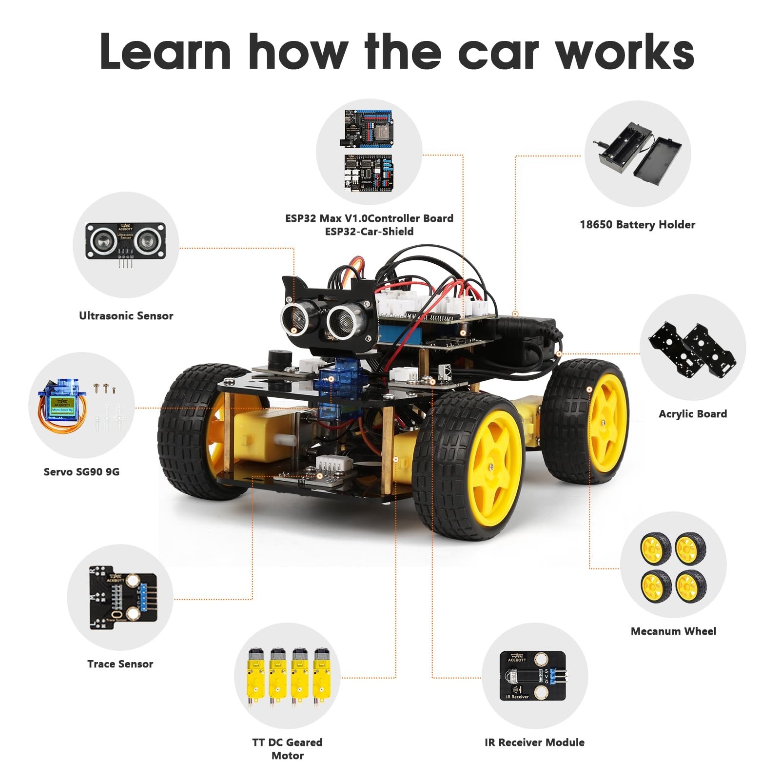 STEM Robotics Kit for Kids 8-16, Smart Robot Car, Arduino & Scratch Compatible,