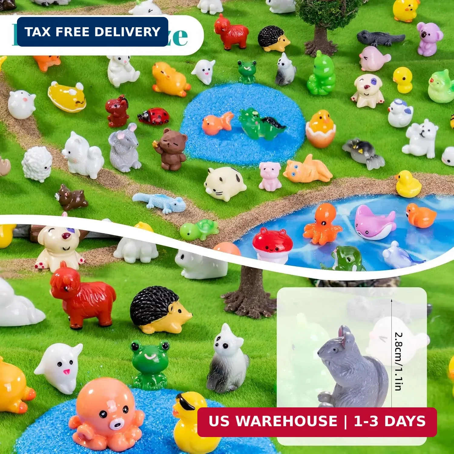 72pcs Mini Resin Animals 72 Styles Variety Tiny Animals Figures Miniature Little