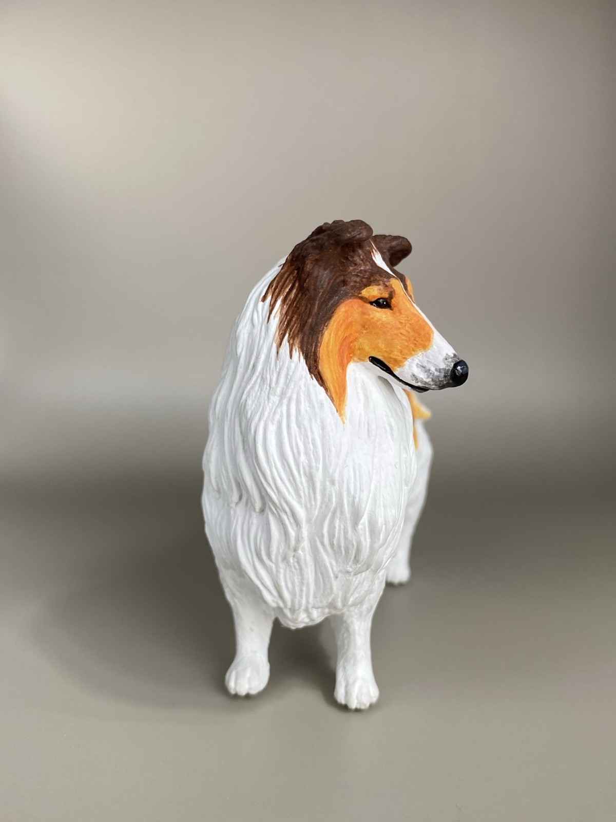 OOAK Custom Schleich Safari Ltd Rough Collie Sheep Dog Plastic Toy Animal Figure