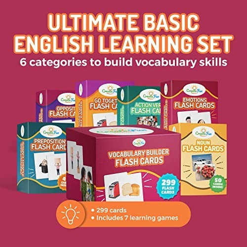 299 Vocabulary Builder Flash Cards – Educational Photo Cards for ESL, Speech The