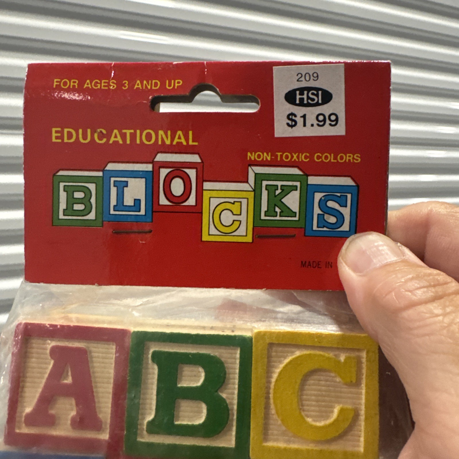 Vintage 15 Blocks Educational Wooden Red Green Yellow Blue Non-Toxic Color New