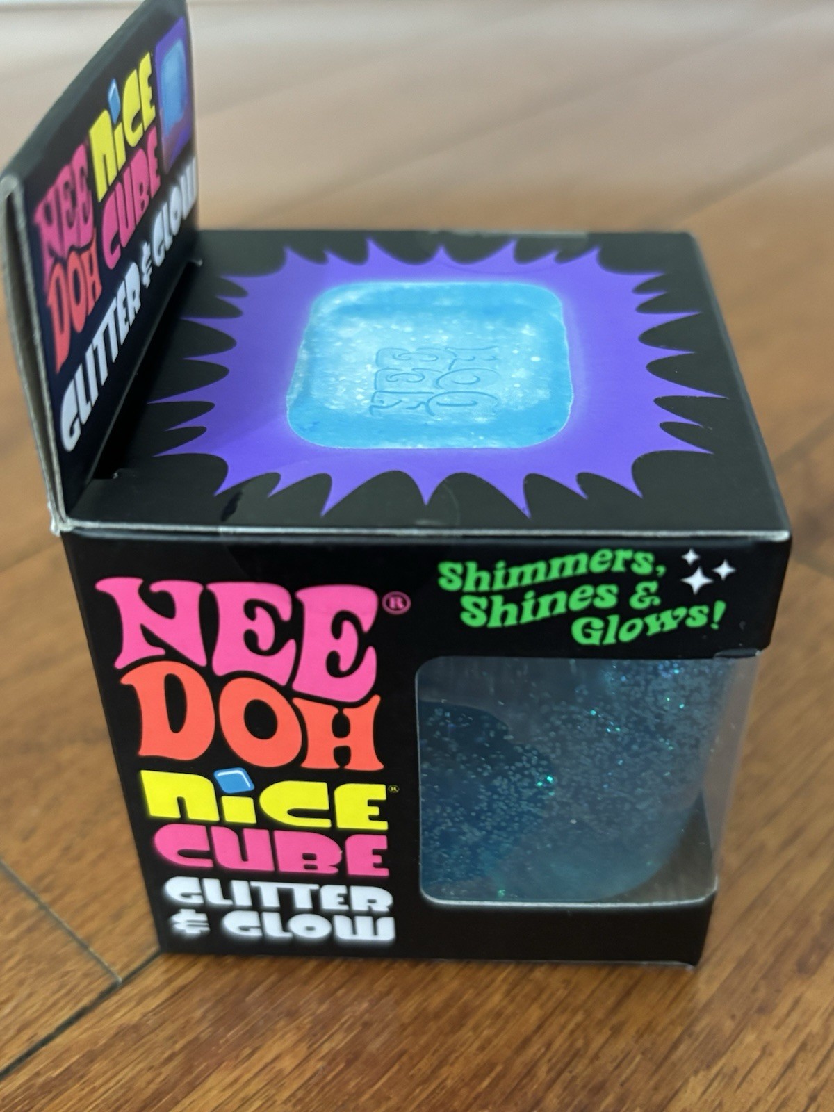 BLUE NeeDoh Nice Cube Glitter & Glow, Nee Doh Squishy, Glowing Ice Cube Viral