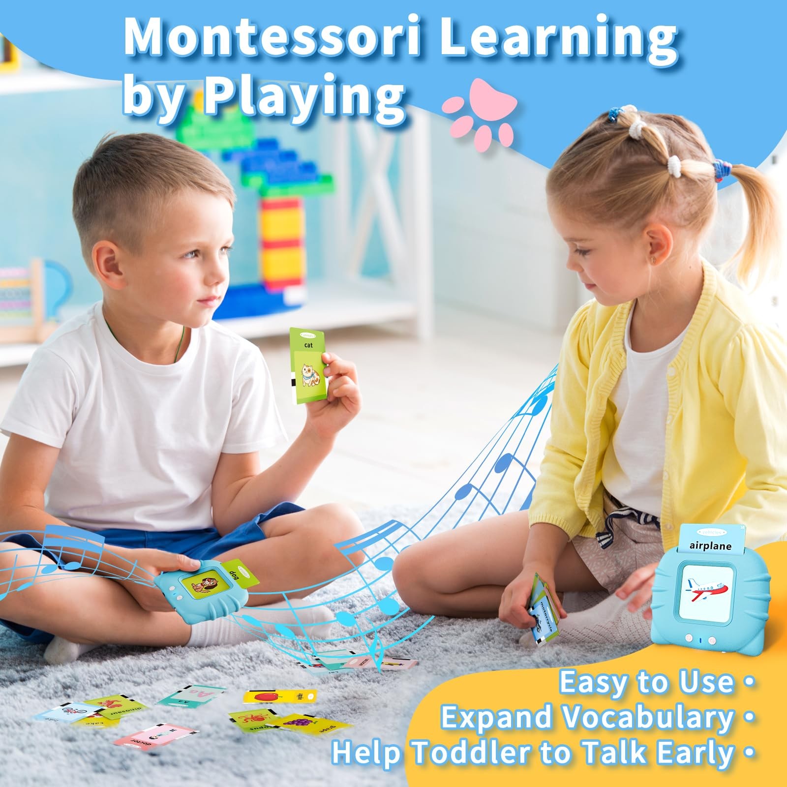 Toddler Toys Talking Flash Cards for 1 2 3 4 5 6 Year Old Boys and Girls, Aut…