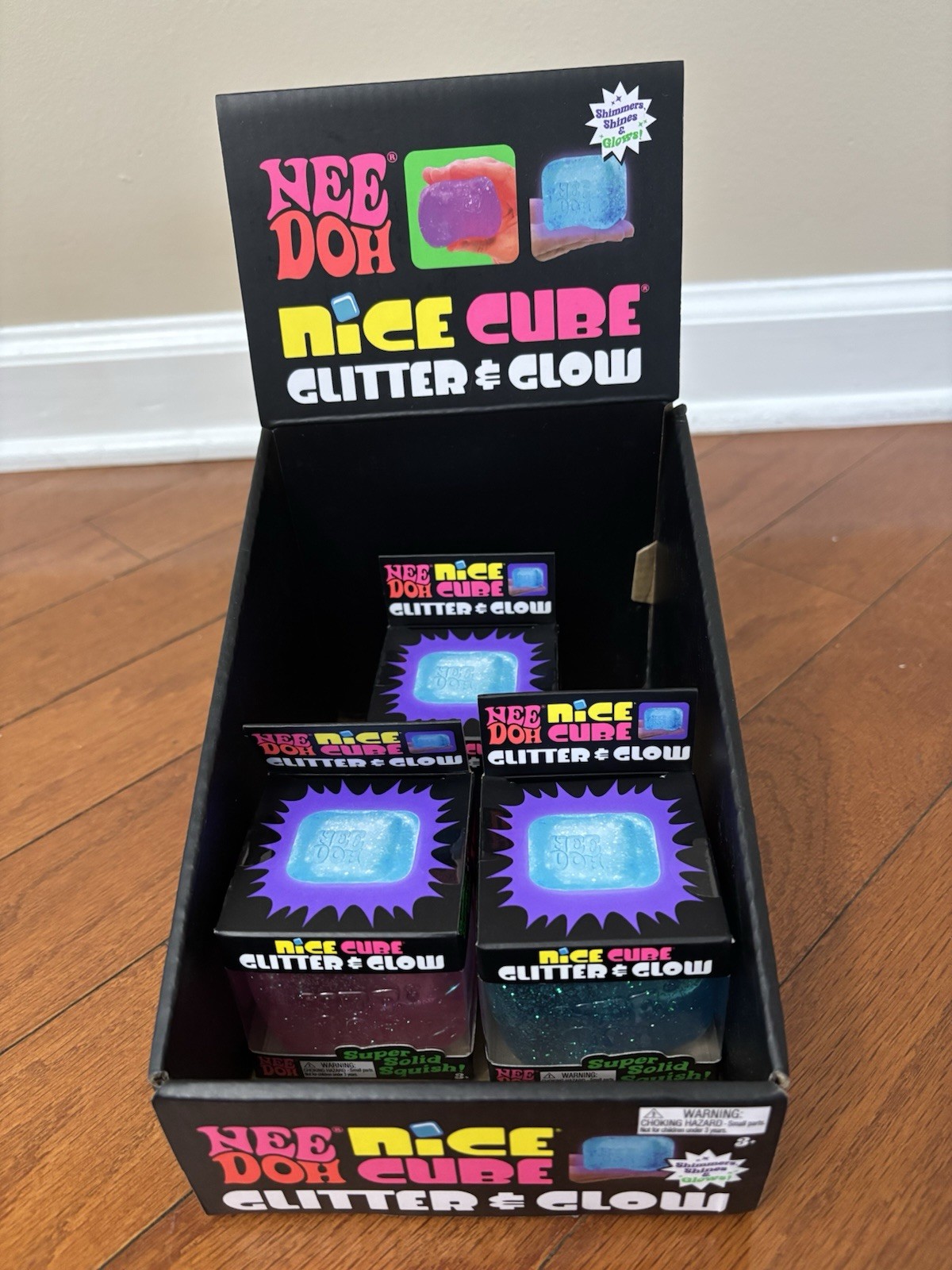 PINK NeeDoh Nice Cube Glitter & Glow, Nee Doh Squishy, Glowing Ice Cube Viral