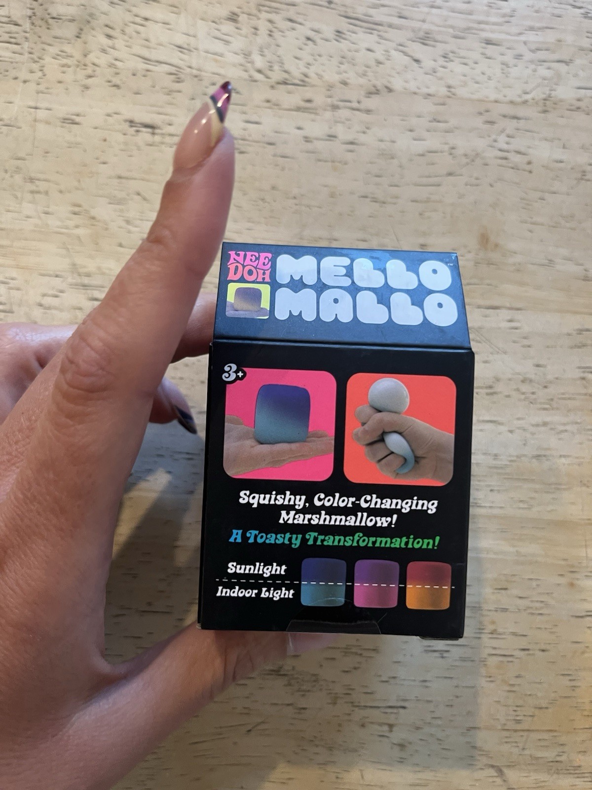 Schylling NeeDoh Mello Mallo Viral Fidget Toy UV Color Change Yellow Authentic