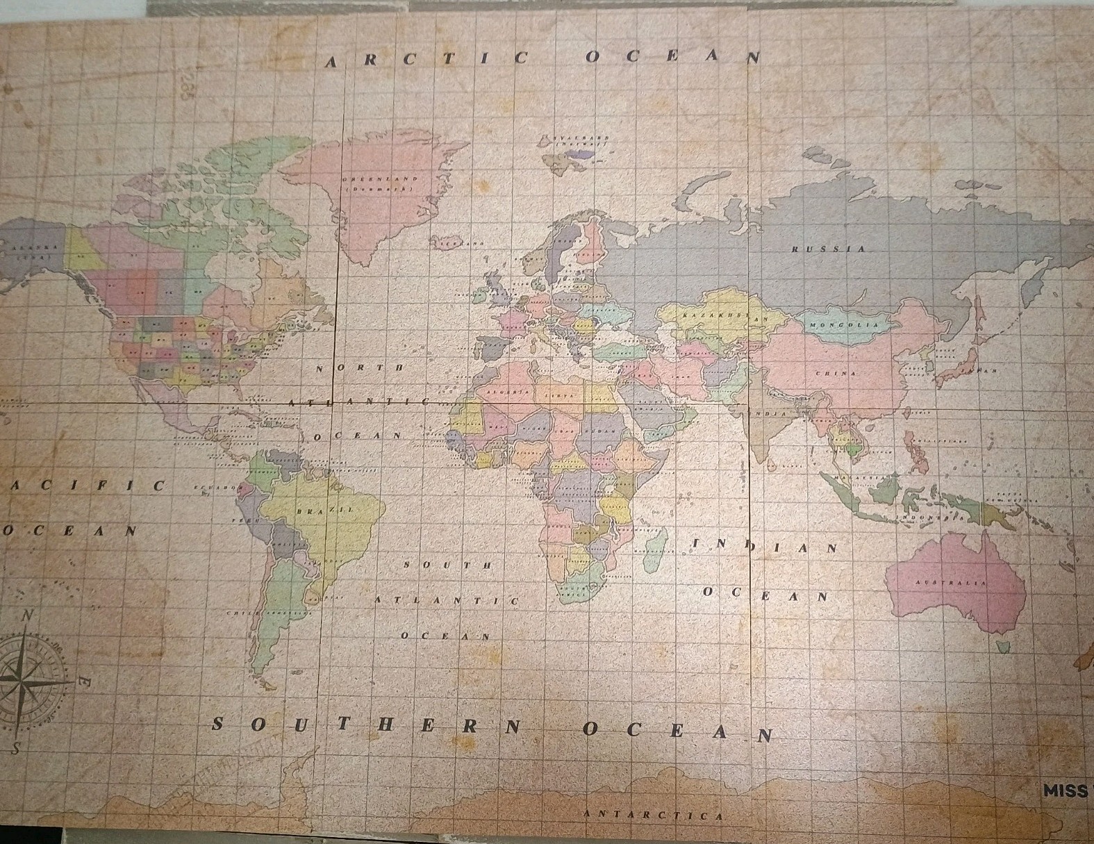 Miss Wood Woody Map Puzzle World Educational Kids or Adults Map with Pins