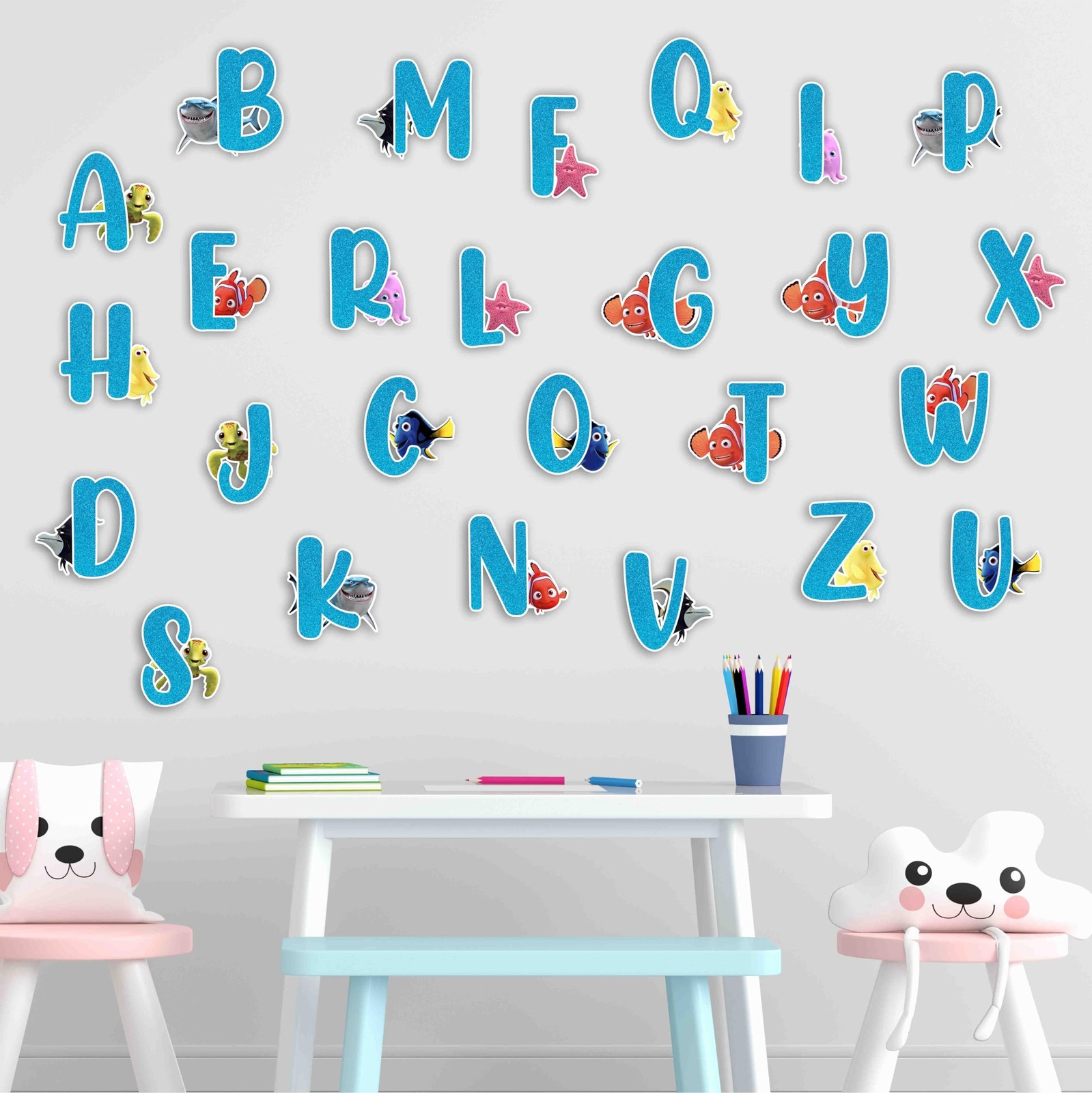 Findng Nmo Alphabet Wall Stickers A to Z – Educational Ocean Theme Vinyl W