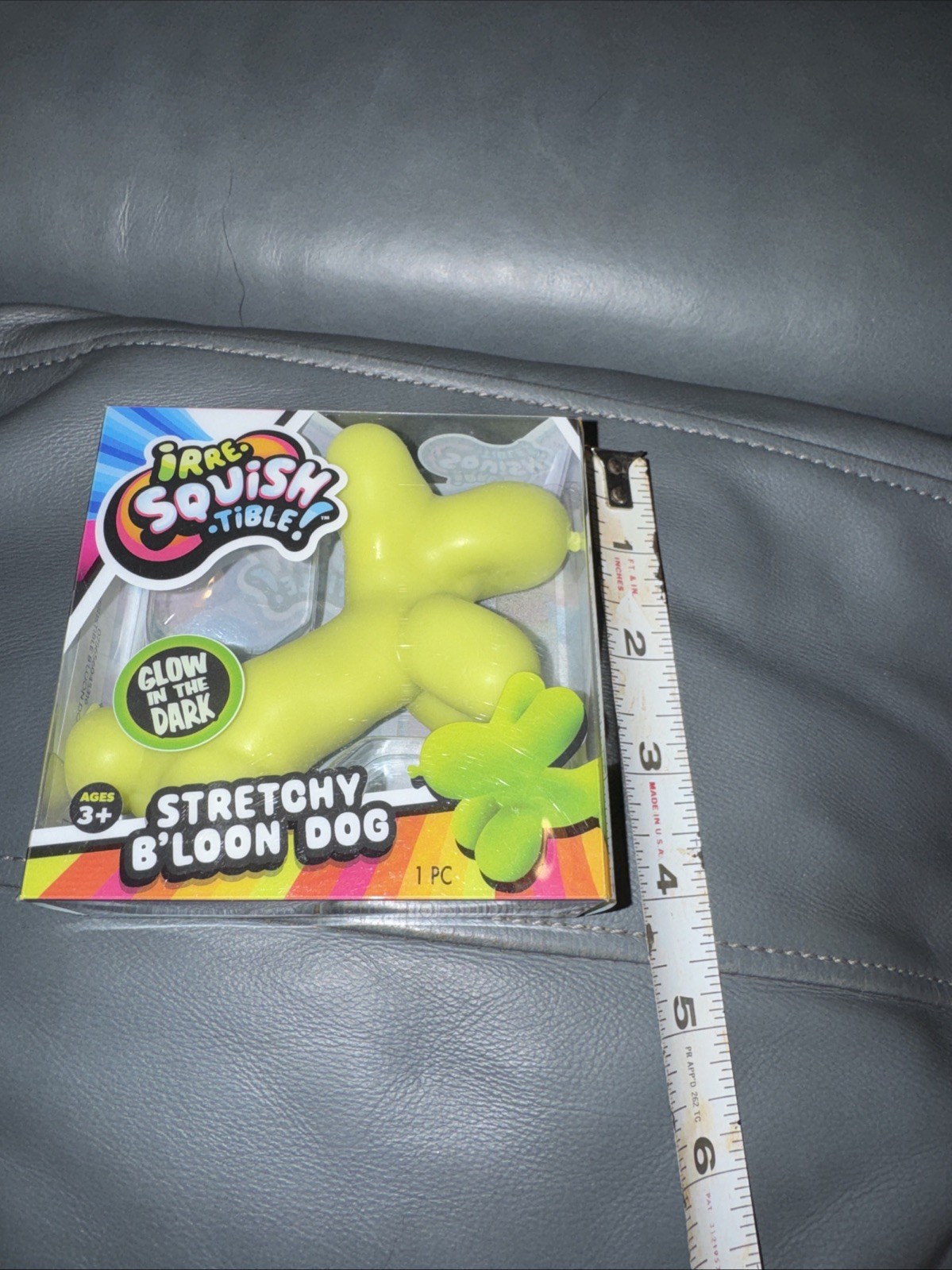 🔥JA-RU Irre-Squish-tible Balloon Dog GLOW Green Crunchy Sand Squishy HTF!