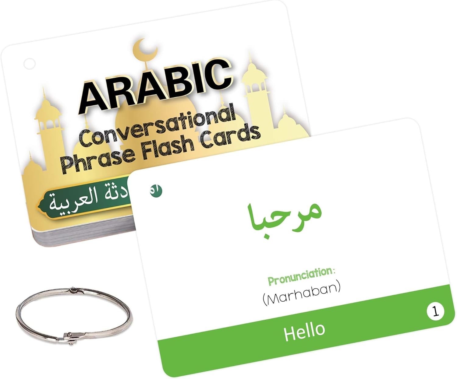 Arabic Flash Cards Set – 50 Essential Phrases with English Transliteration